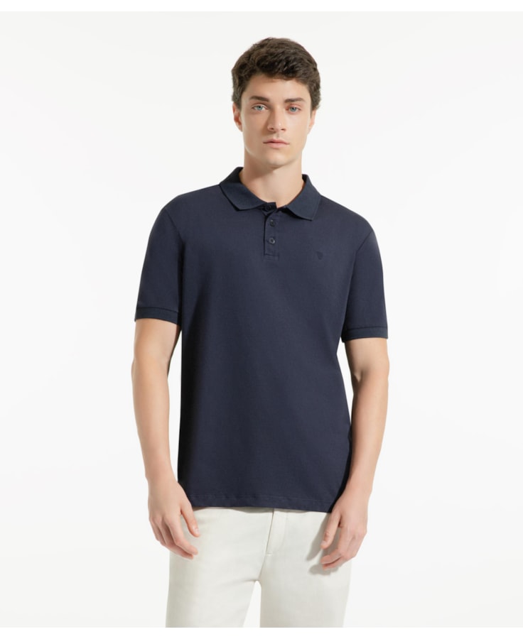 Polo Pima Gola Retilínea Dark Navy