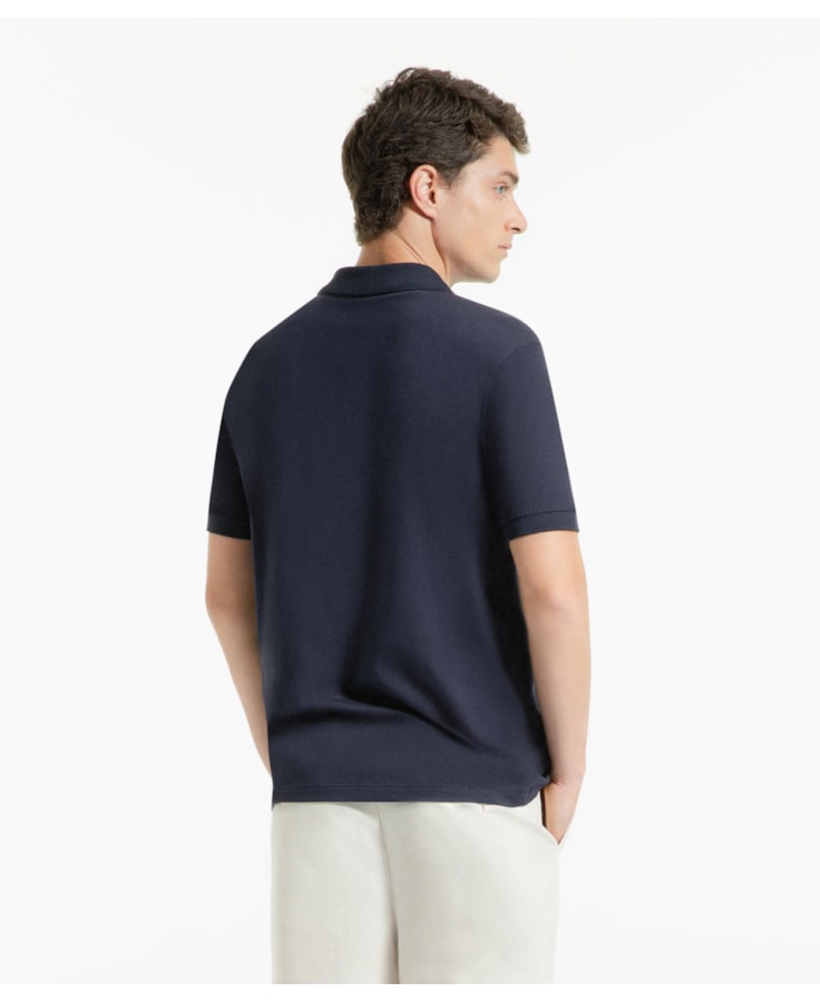Polo Pima Gola Retilínea Dark Navy