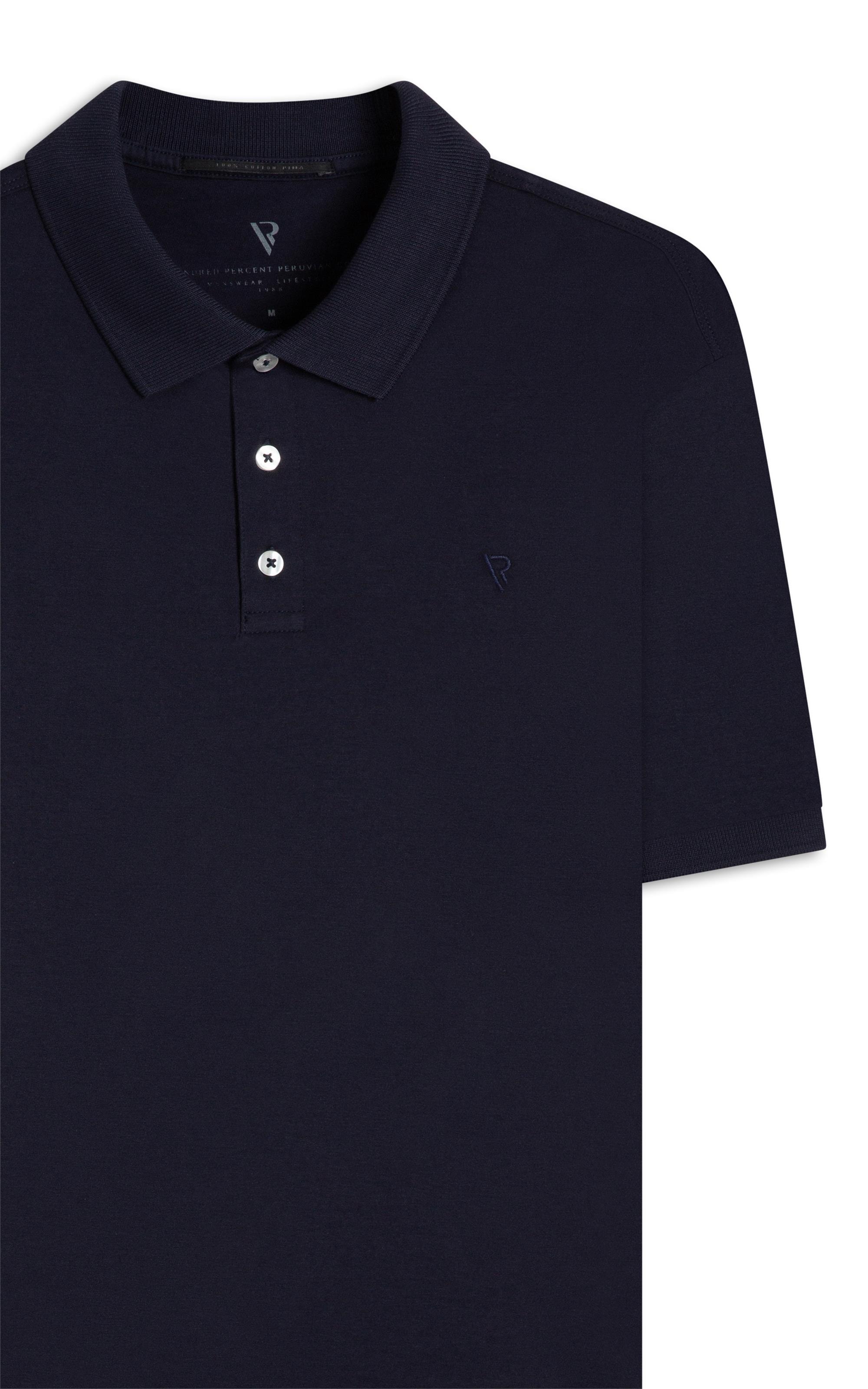 Polo Pima Gola Retilínea Dark Navy