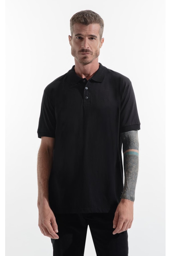 Polo Pima Gola Retilínea Preto