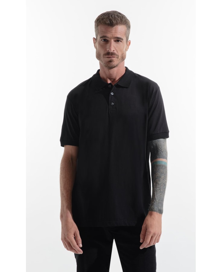 Polo Pima Gola Retilínea Preto