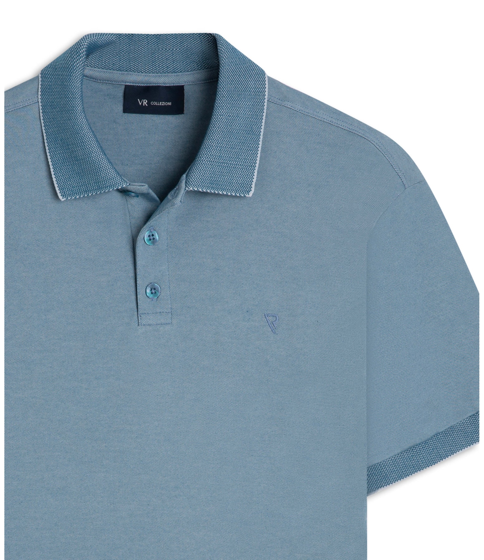 Polo Pima Interlock Azul Seco