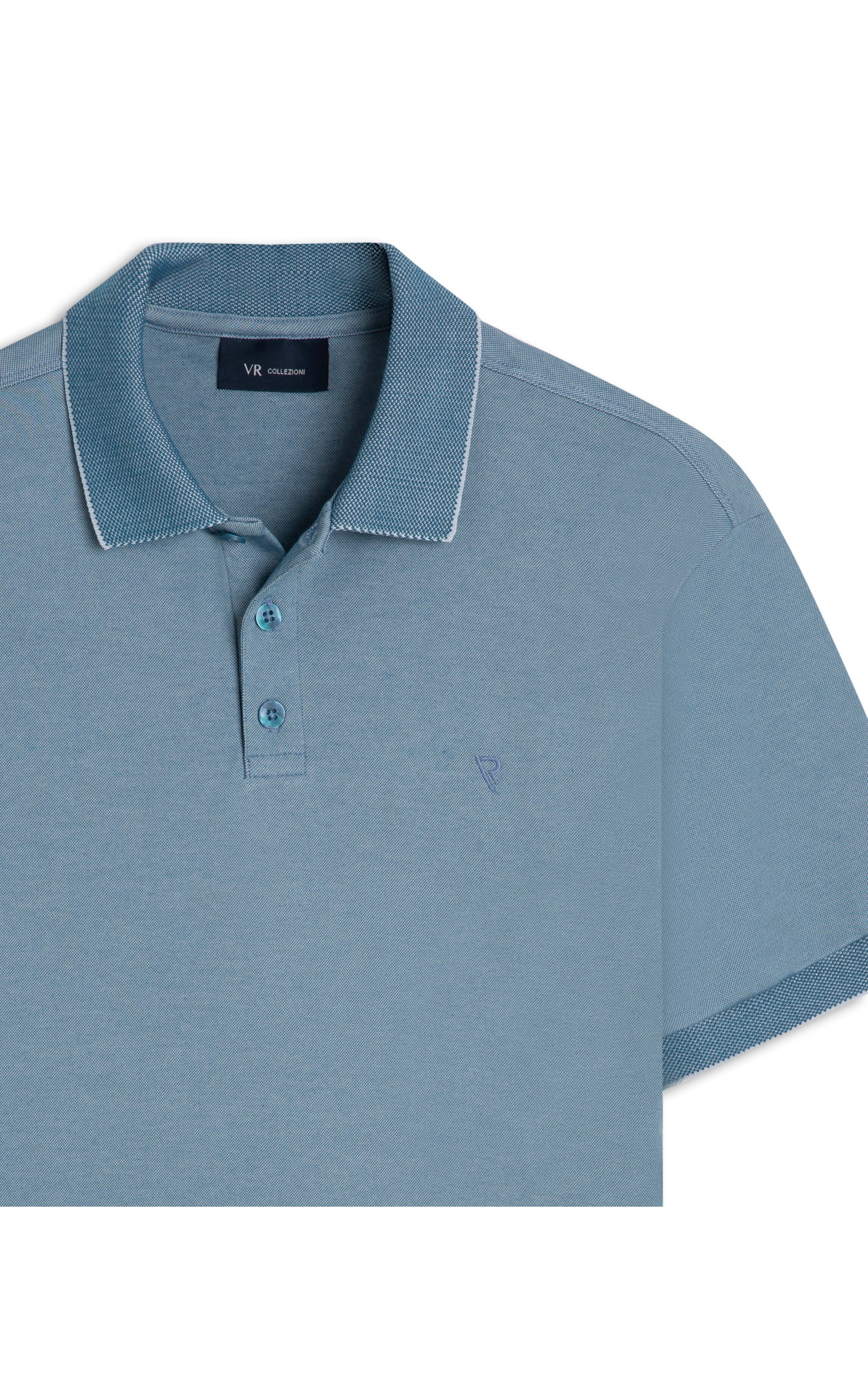 Polo Pima Interlock Azul Seco