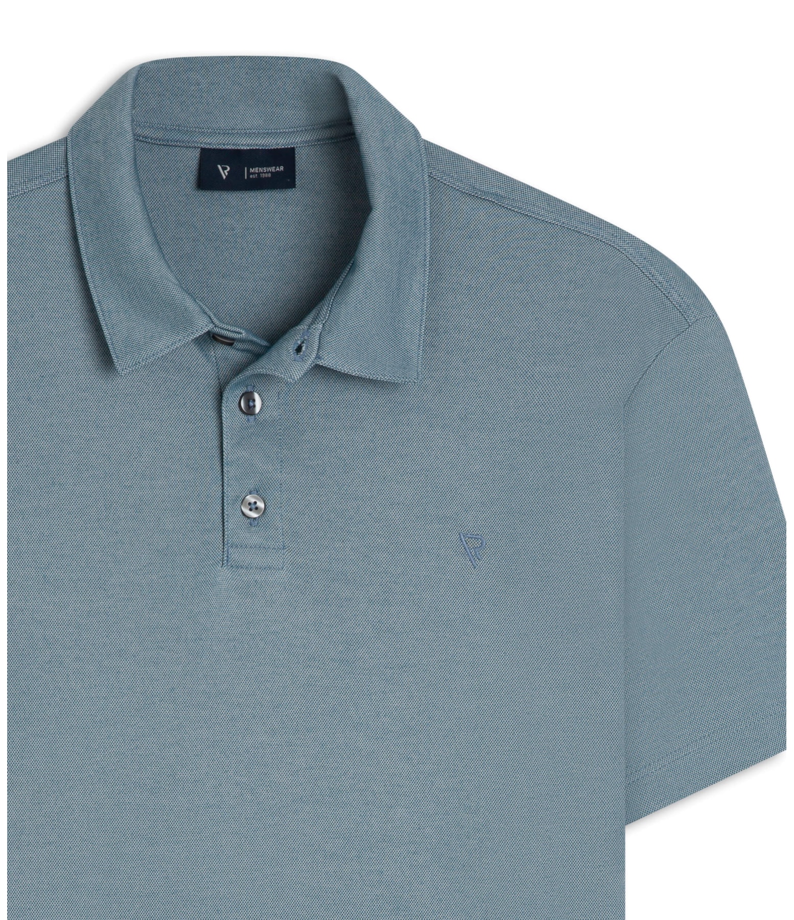 Polo Pima Interlock Azul Seco