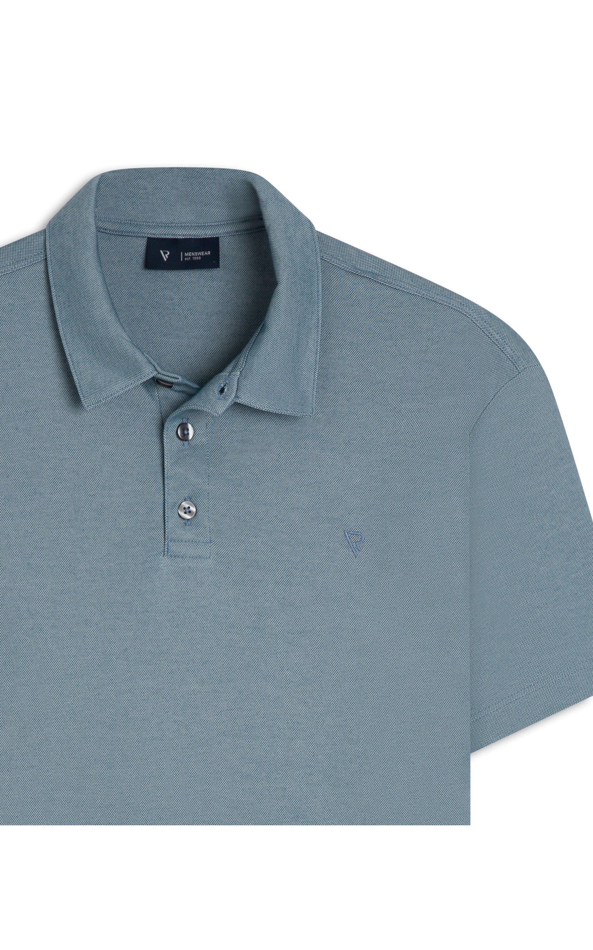 Polo Pima Interlock Azul Seco
