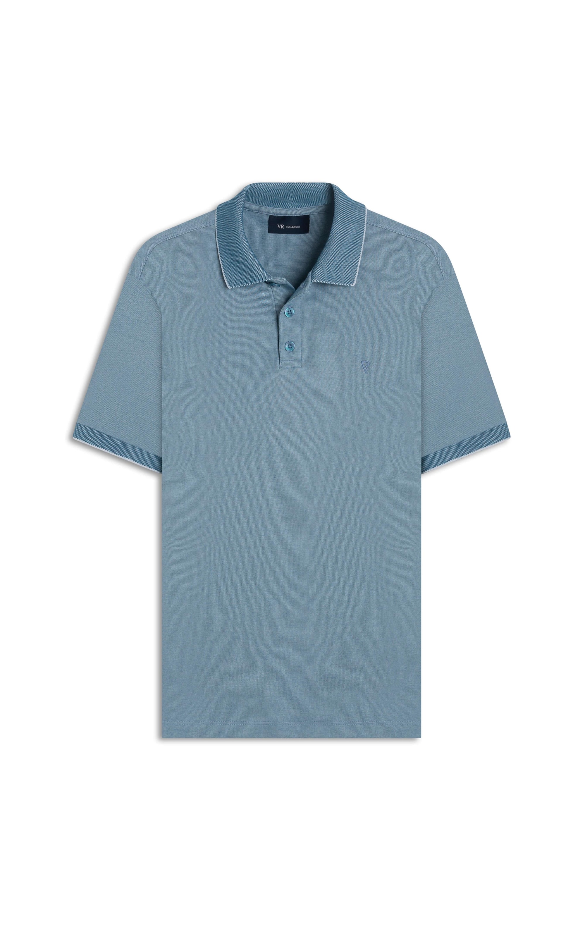Polo Pima Interlock Azul Seco