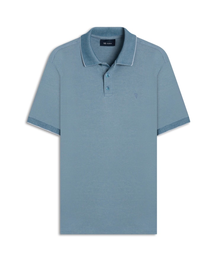 Polo Pima Interlock Azul Seco