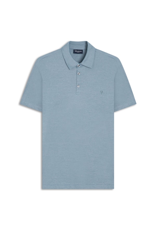 Polo Pima Interlock Azul Seco
