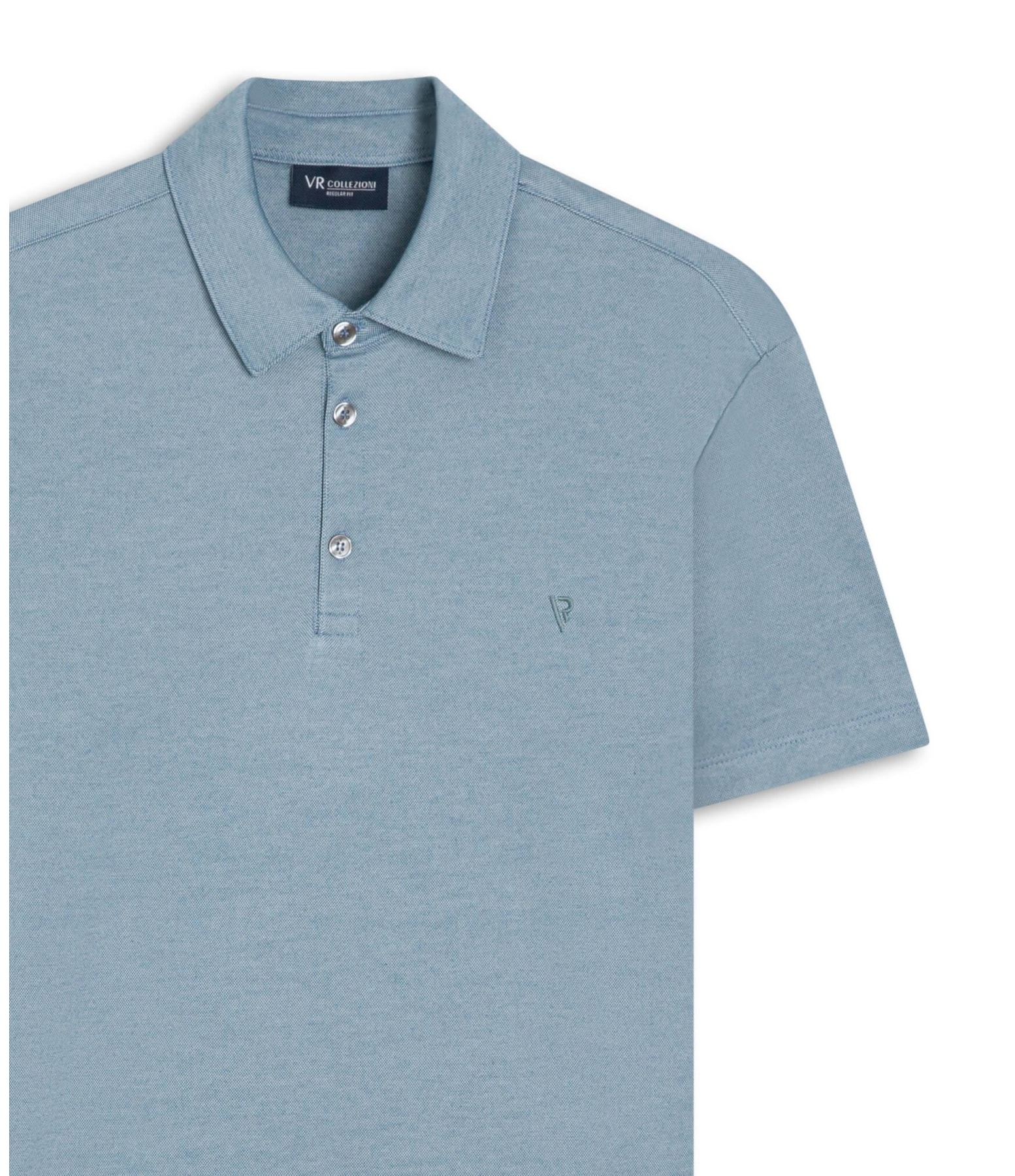 Polo Pima Interlock Azul Seco