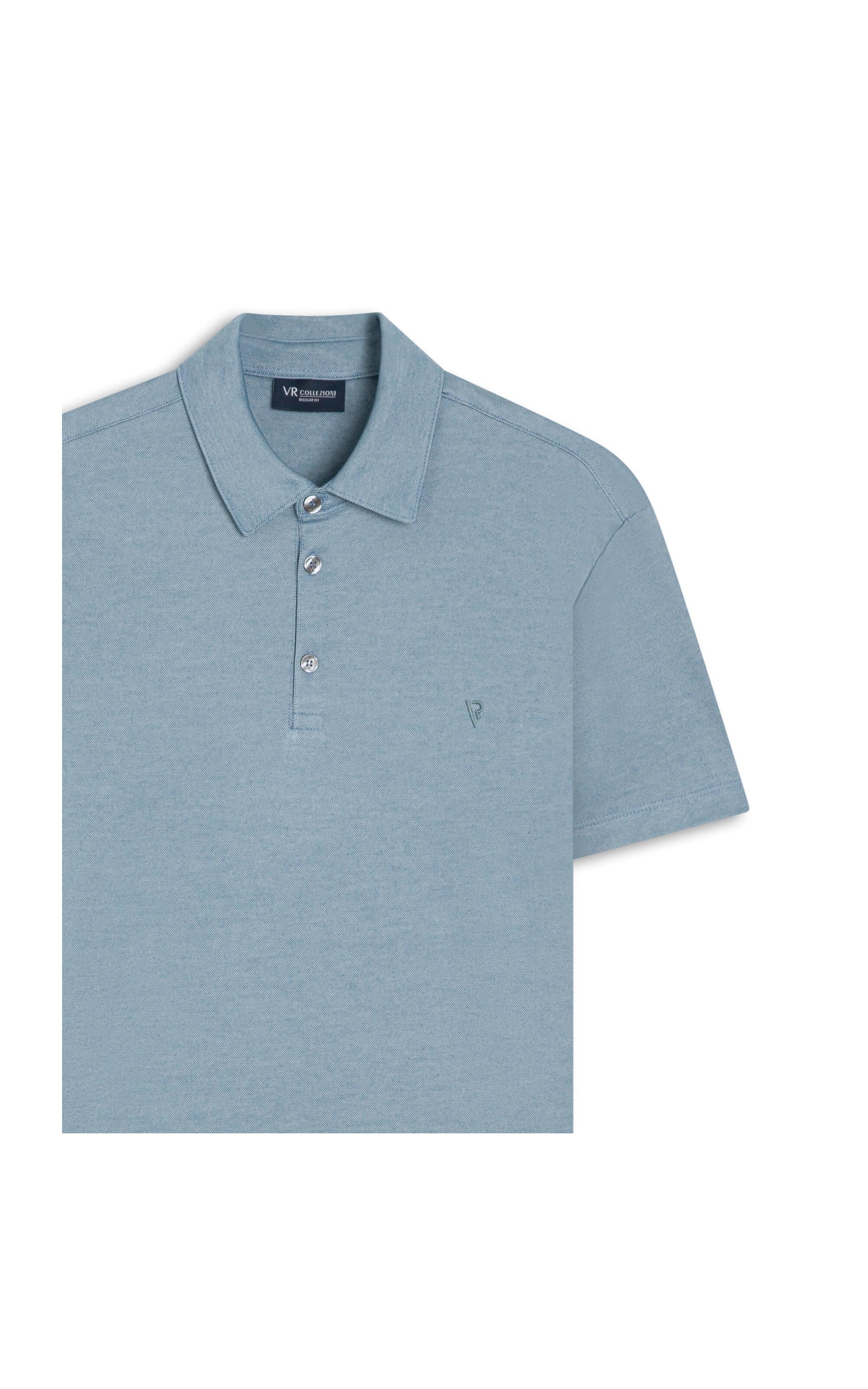 Polo Pima Interlock Azul Seco