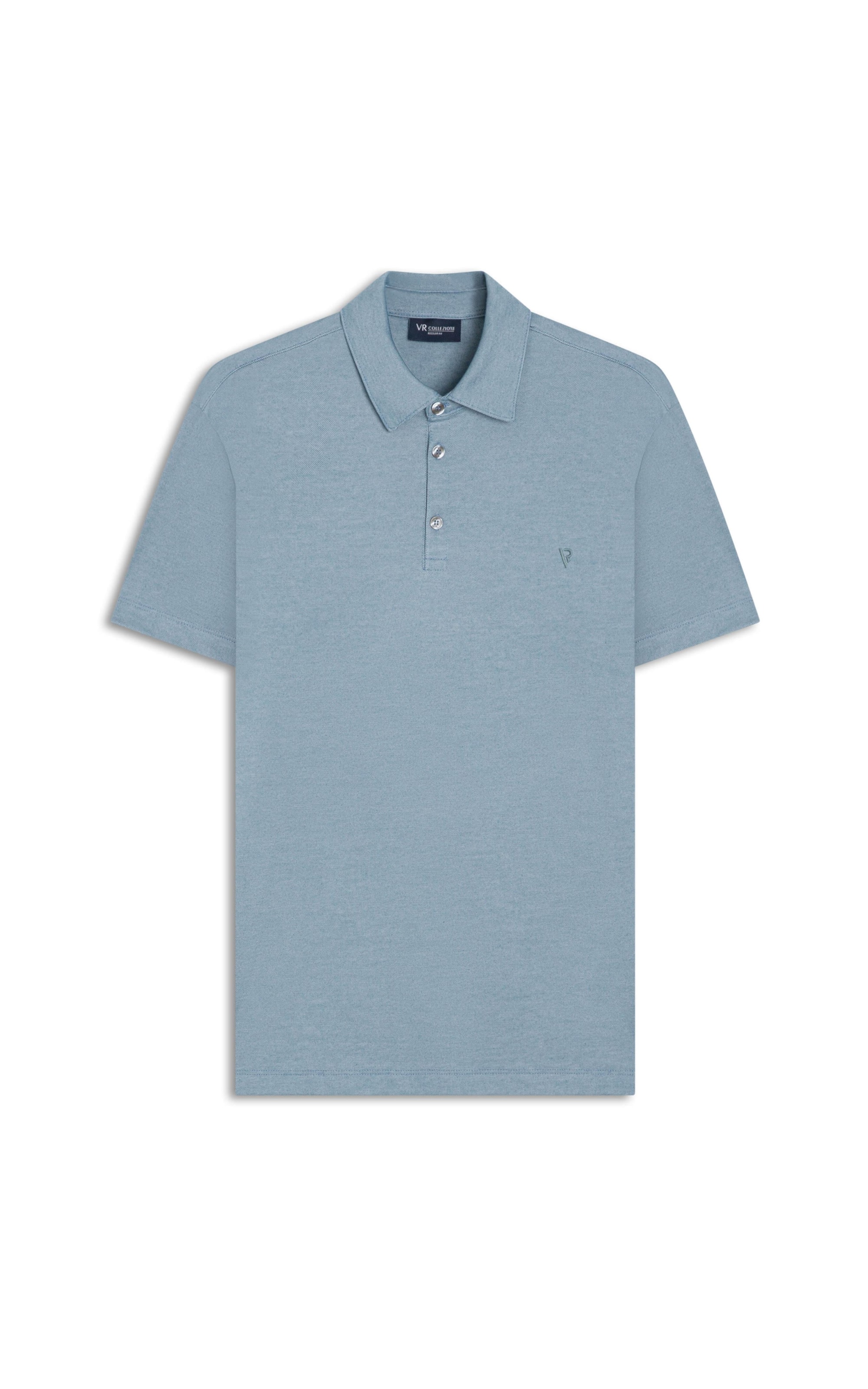 Polo Pima Interlock Azul Seco