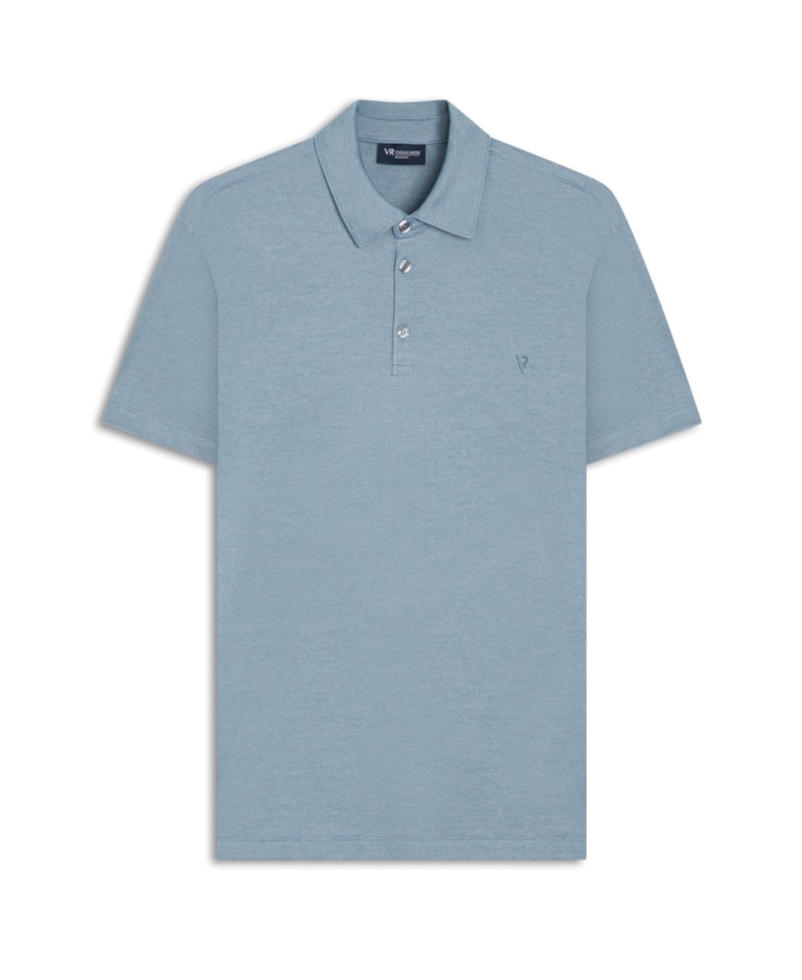 Polo Pima Interlock Azul Seco