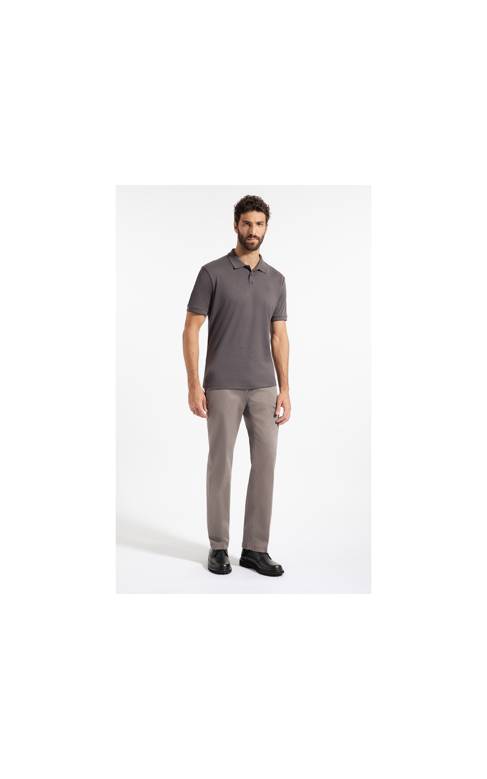 Polo Pima Interlock Chumbo