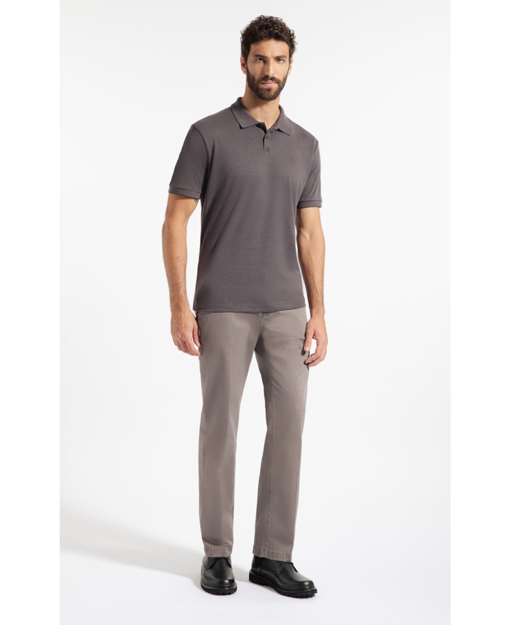 Polo Pima Interlock Chumbo