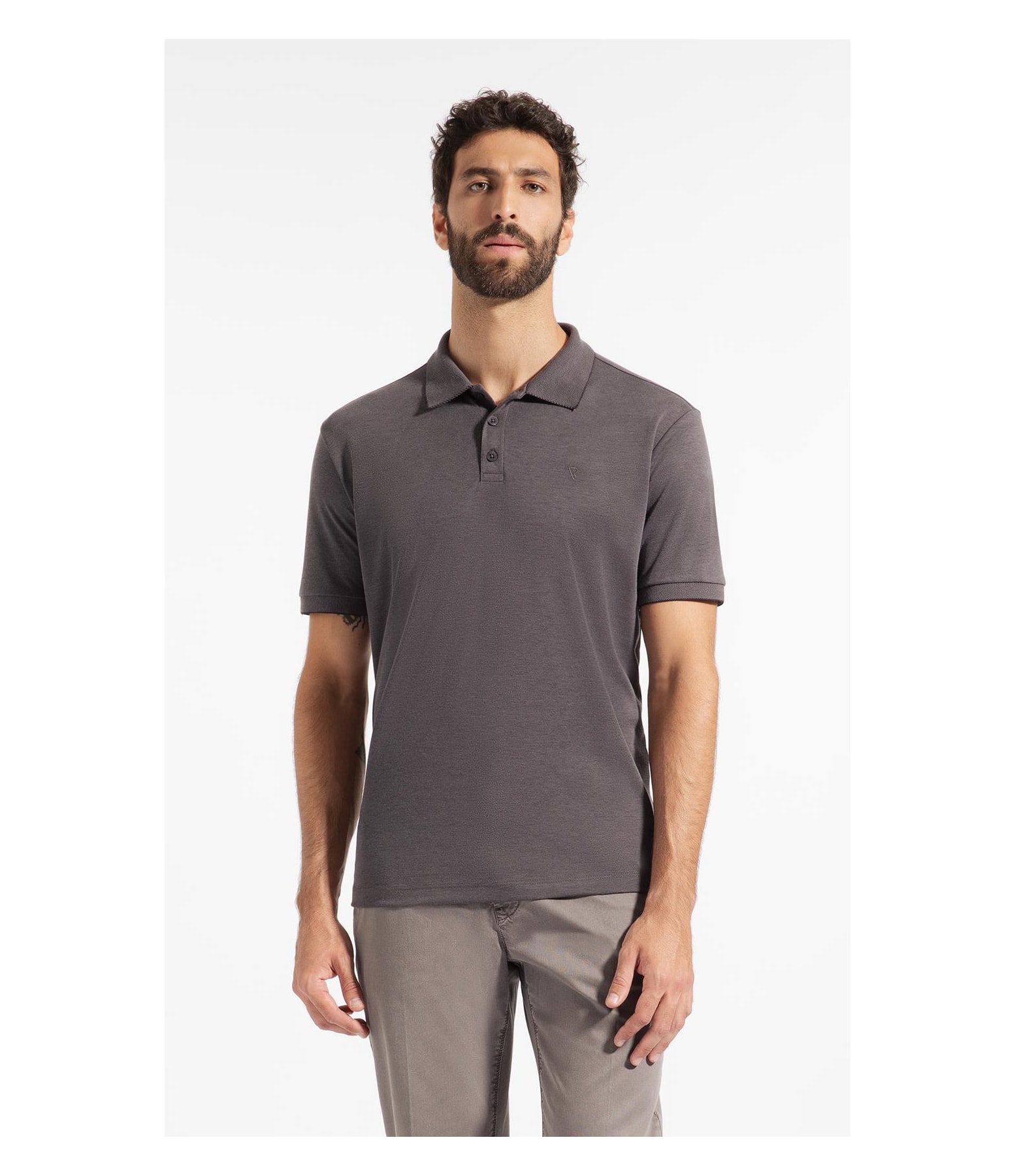 Polo Pima Interlock Chumbo