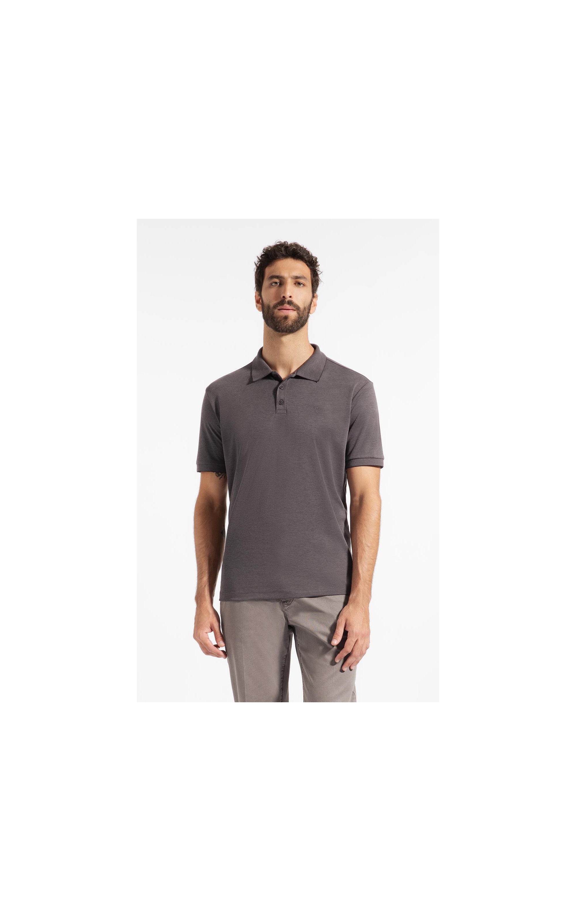 Polo Pima Interlock Chumbo