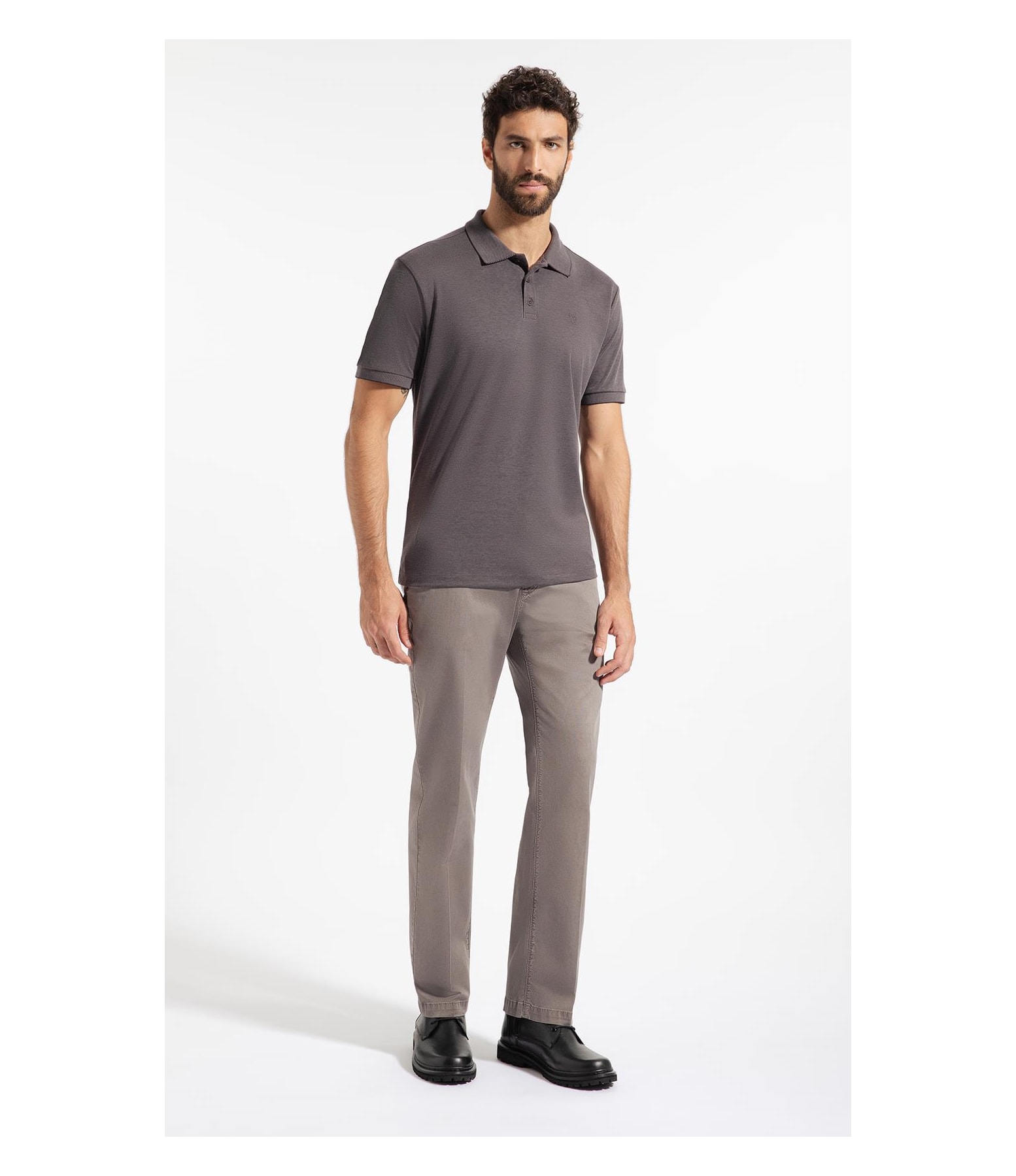 Polo Pima Interlock Chumbo