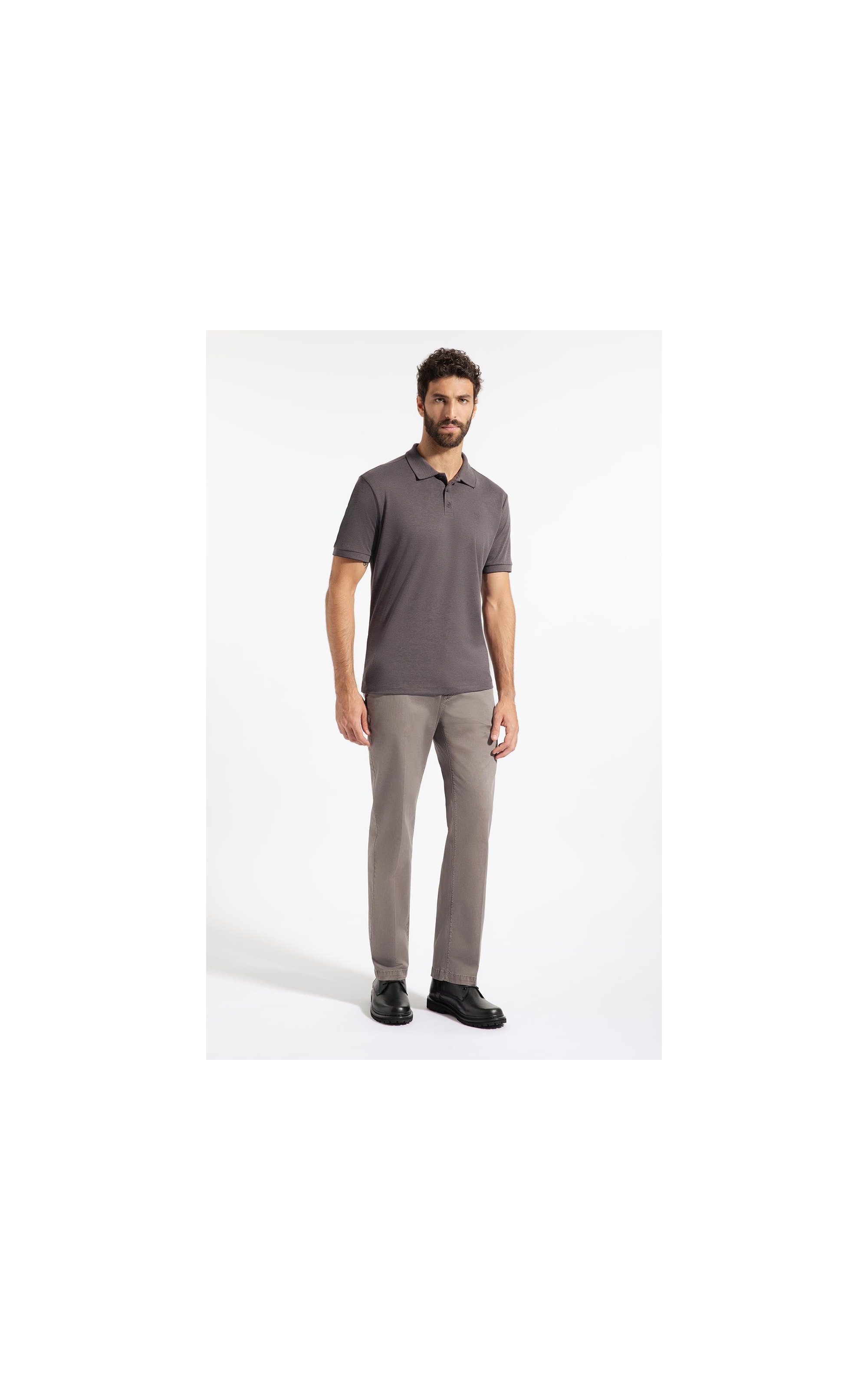 Polo Pima Interlock Chumbo