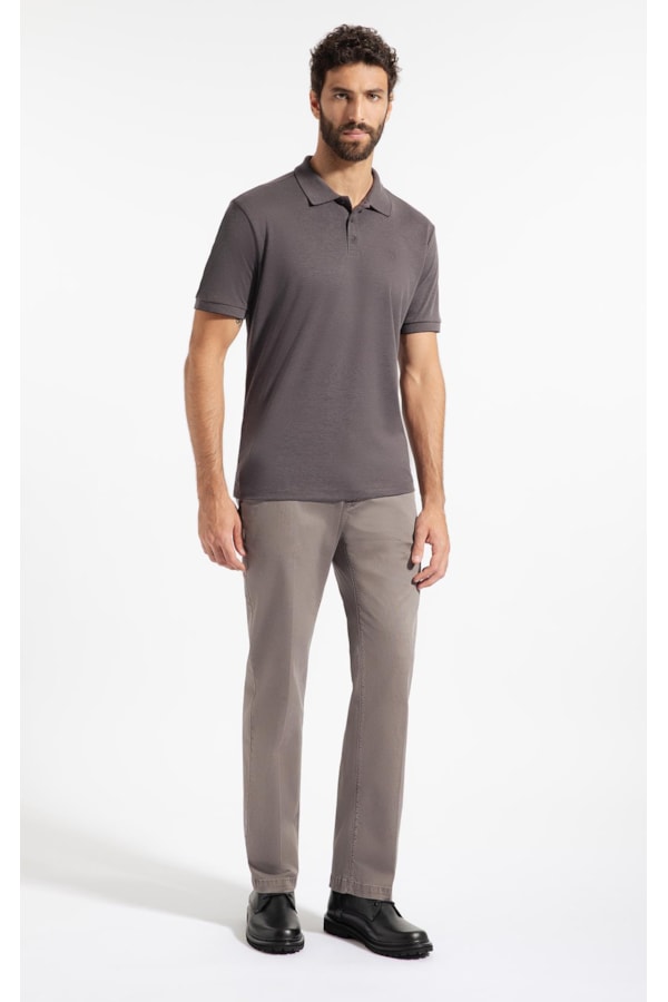Polo Pima Interlock Chumbo