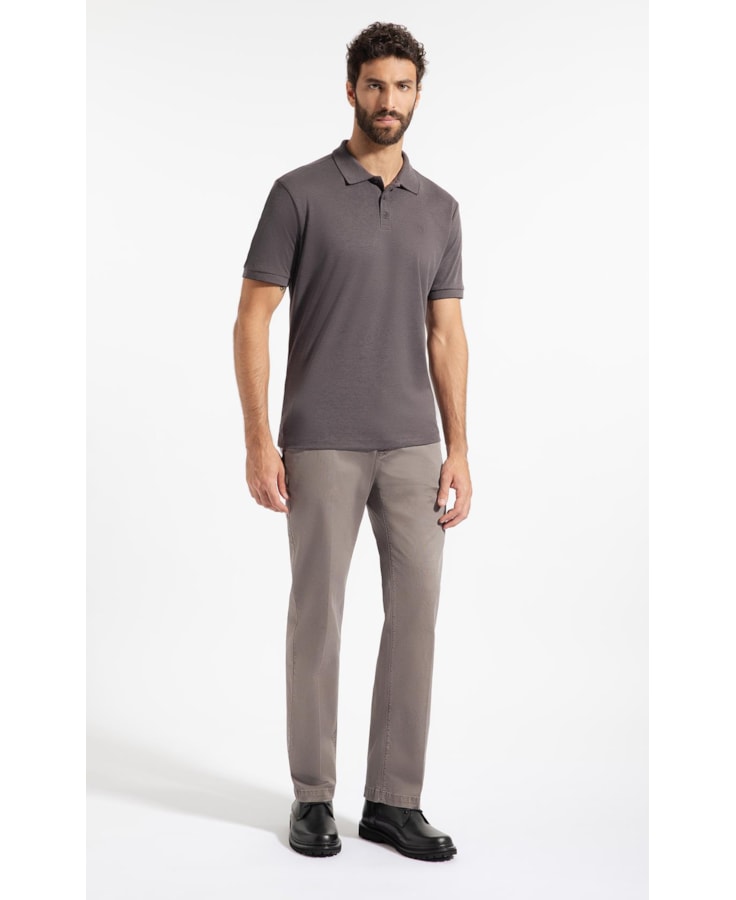 Polo Pima Interlock Chumbo