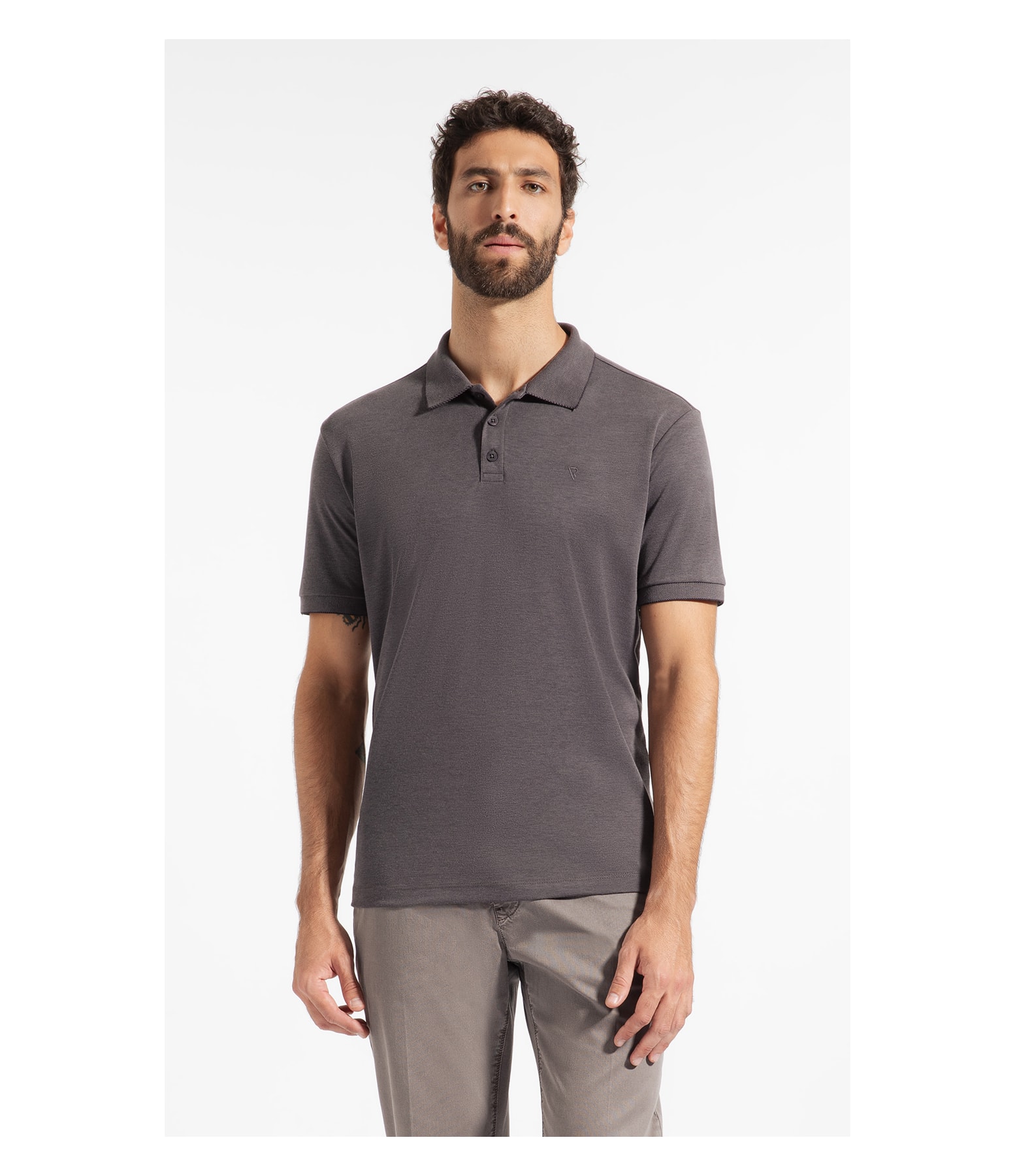 Polo Pima Interlock Chumbo