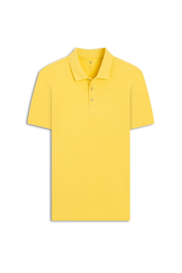 Polo Piquet Básica Amarelo Claro