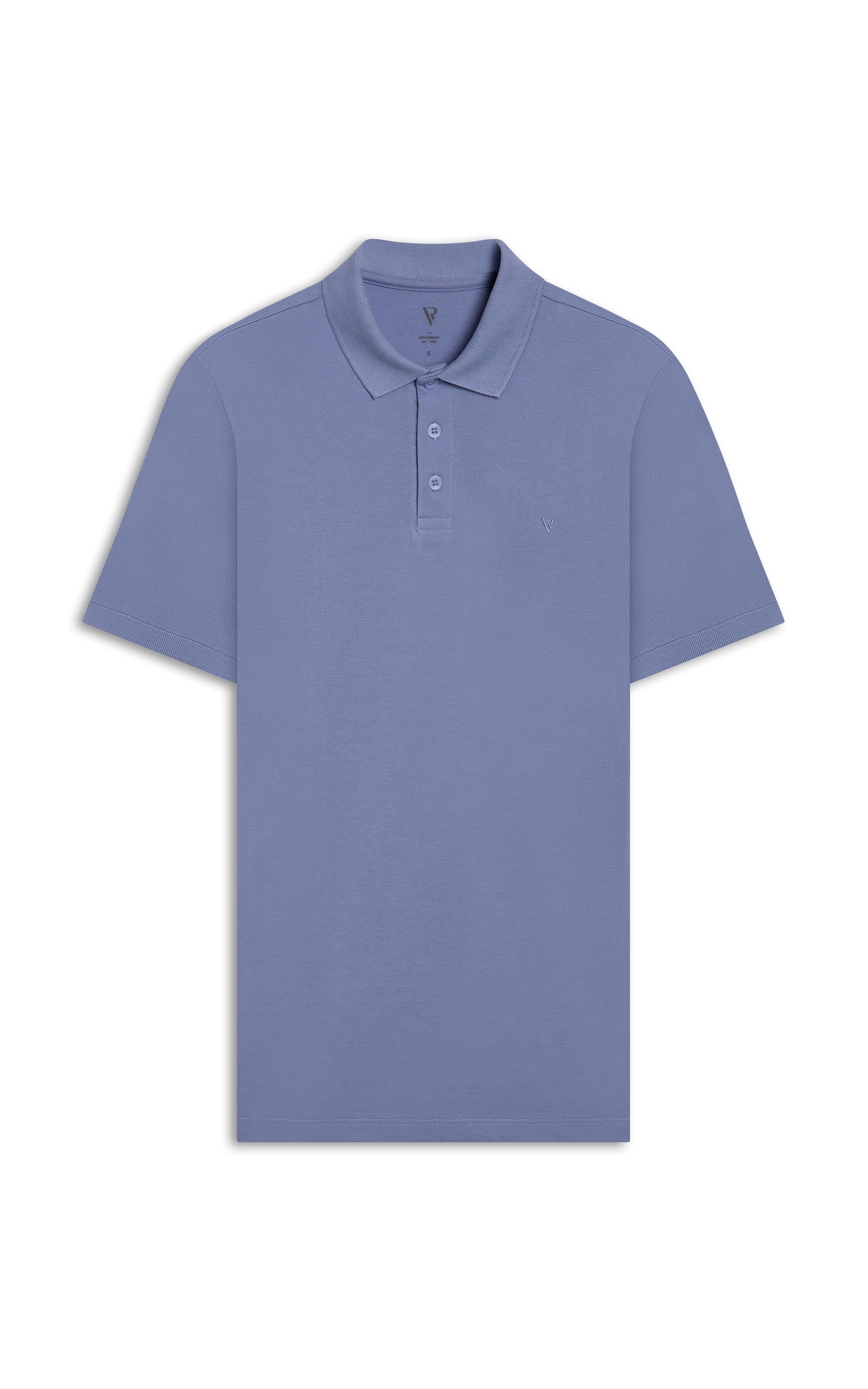 Polo Piquet Básica Azul Medio              