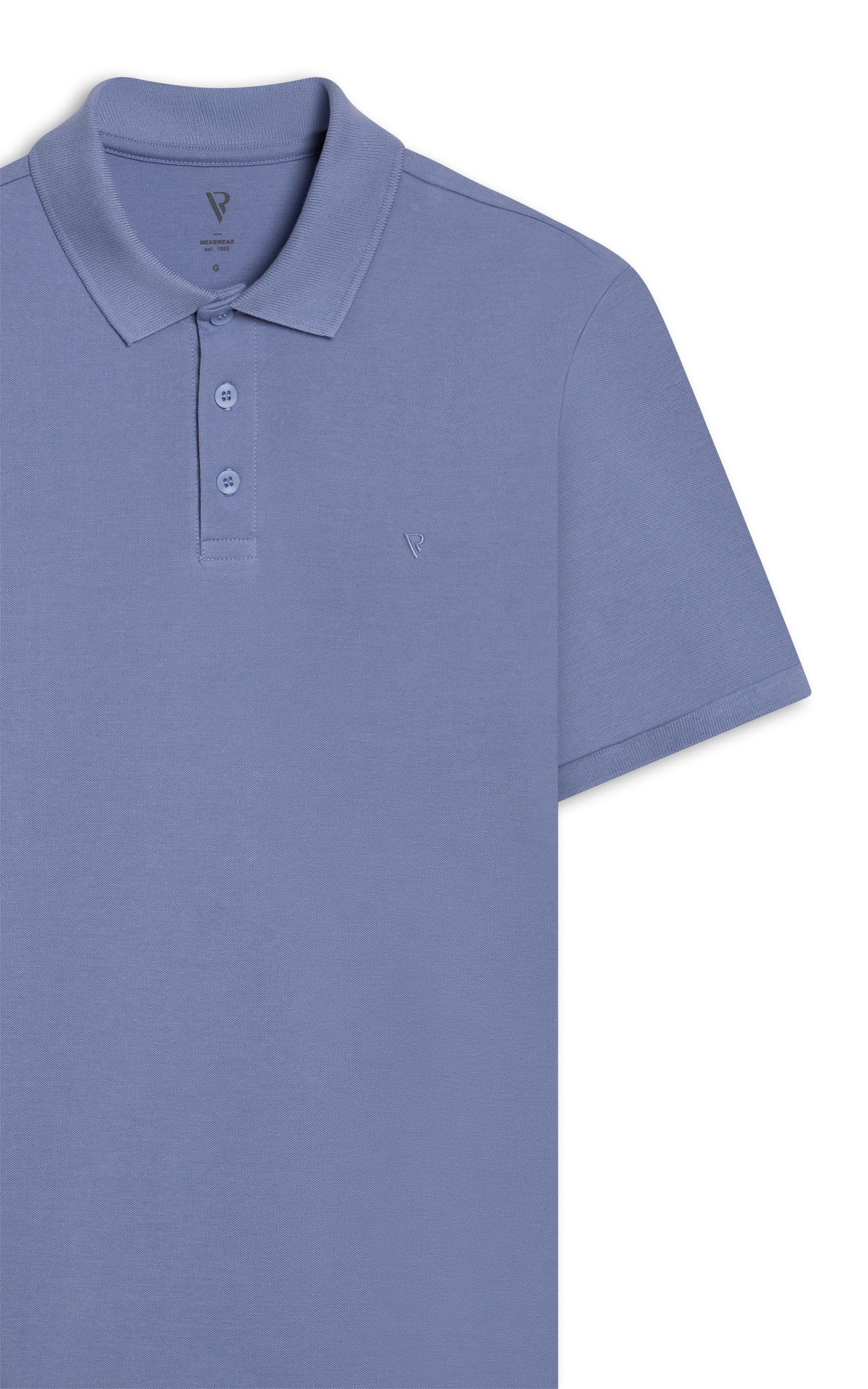 Polo Piquet Básica Azul Medio              
