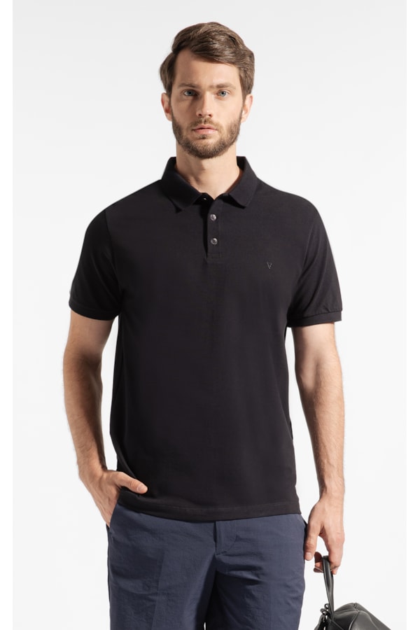 Polo Piquet Básica Preto