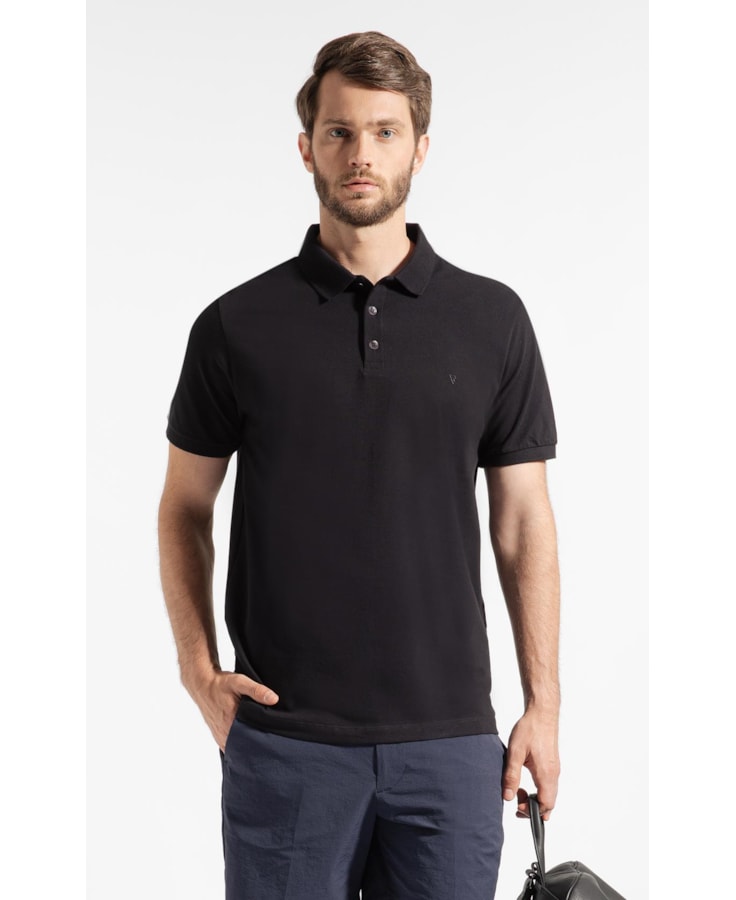 Polo Piquet Básica Preto