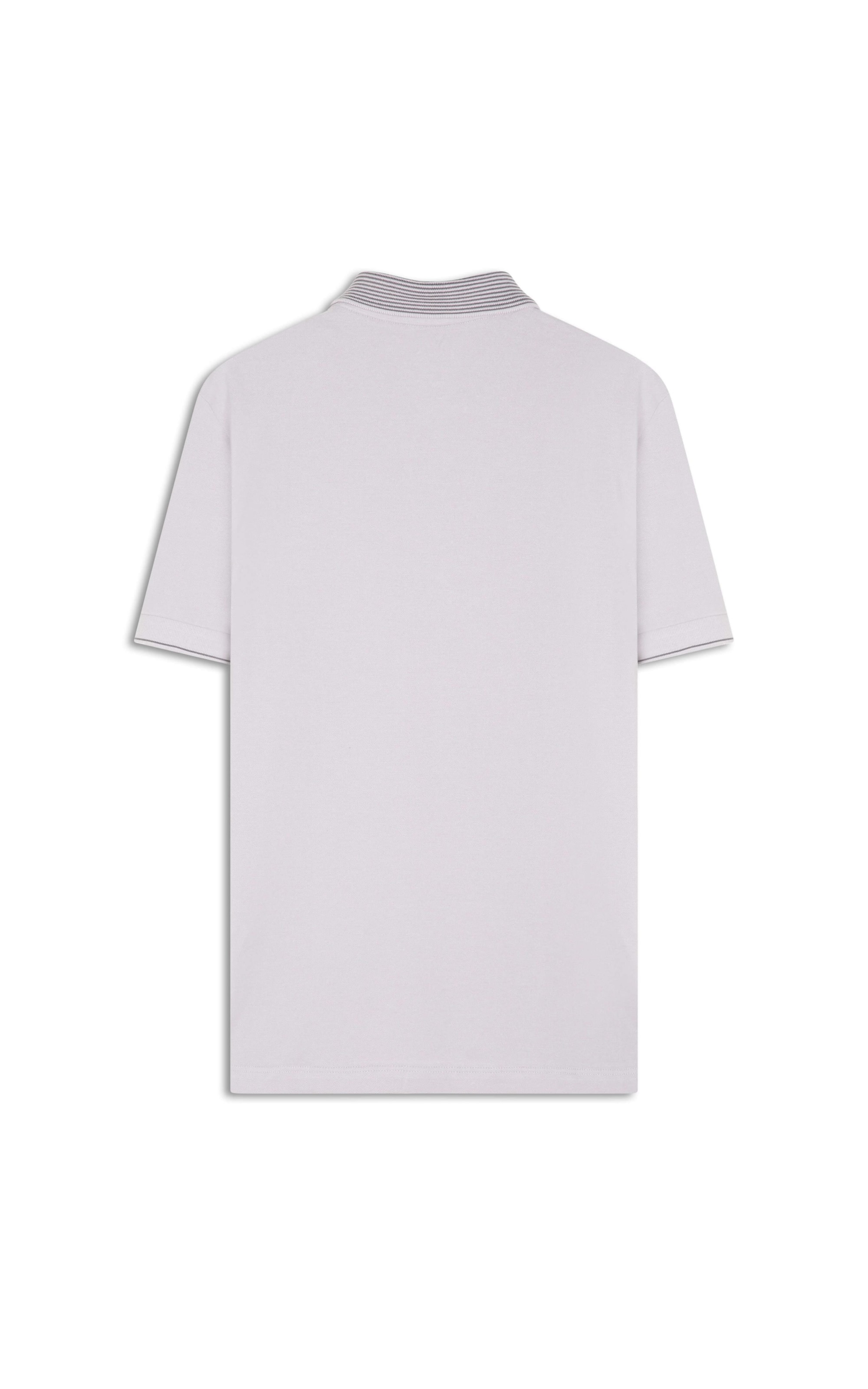 Polo Píquet Jacquard Stripe White Gray