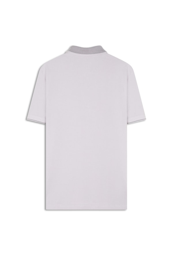 Polo Píquet Jacquard Stripe White Gray