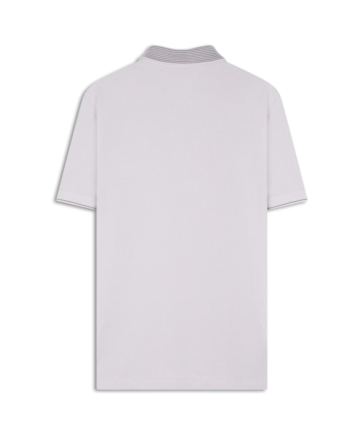Polo Píquet Jacquard Stripe White Gray