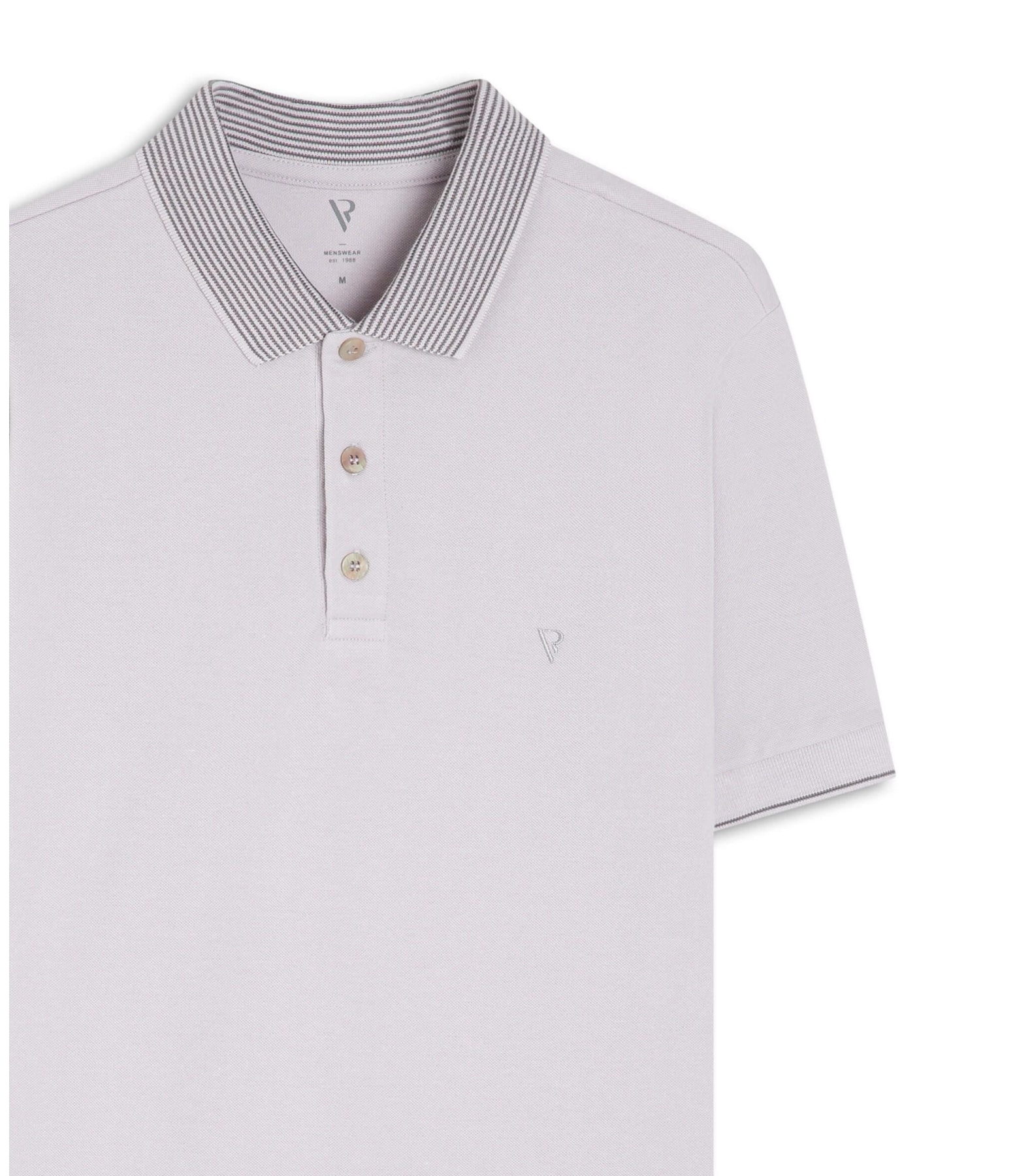 Polo Píquet Jacquard Stripe White Gray