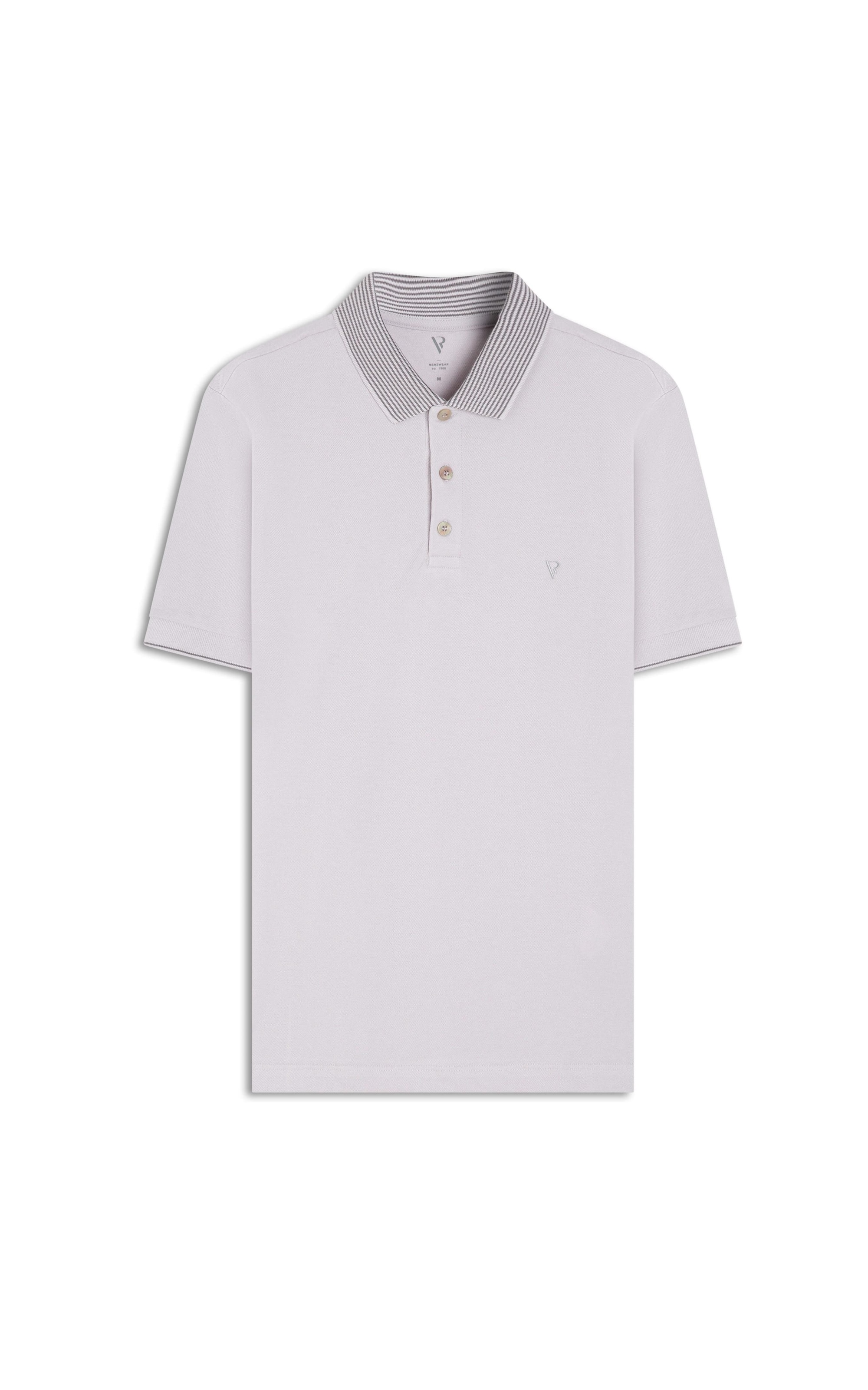 Polo Píquet Jacquard Stripe White Gray