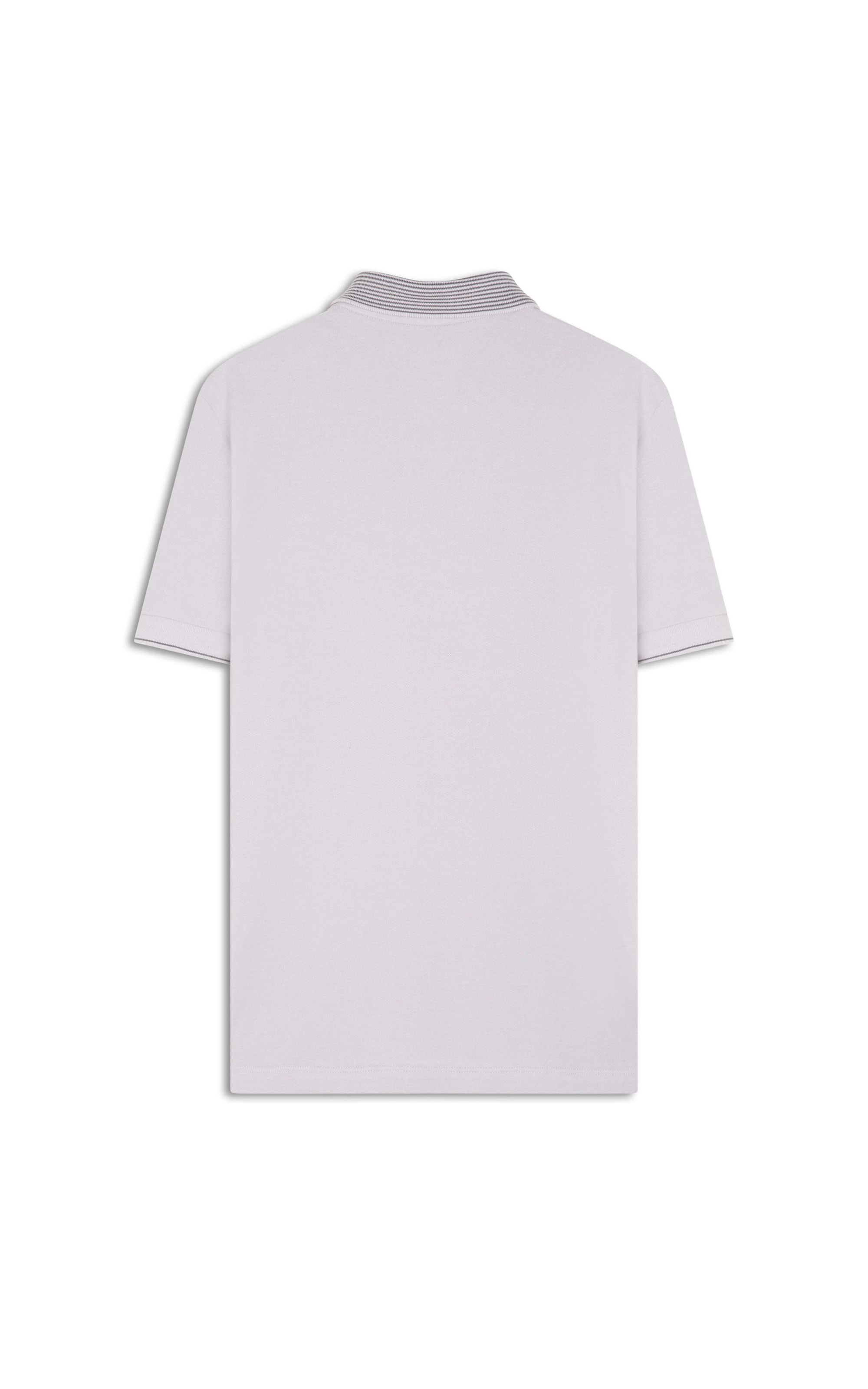 Polo Píquet Jacquard Stripe White Gray