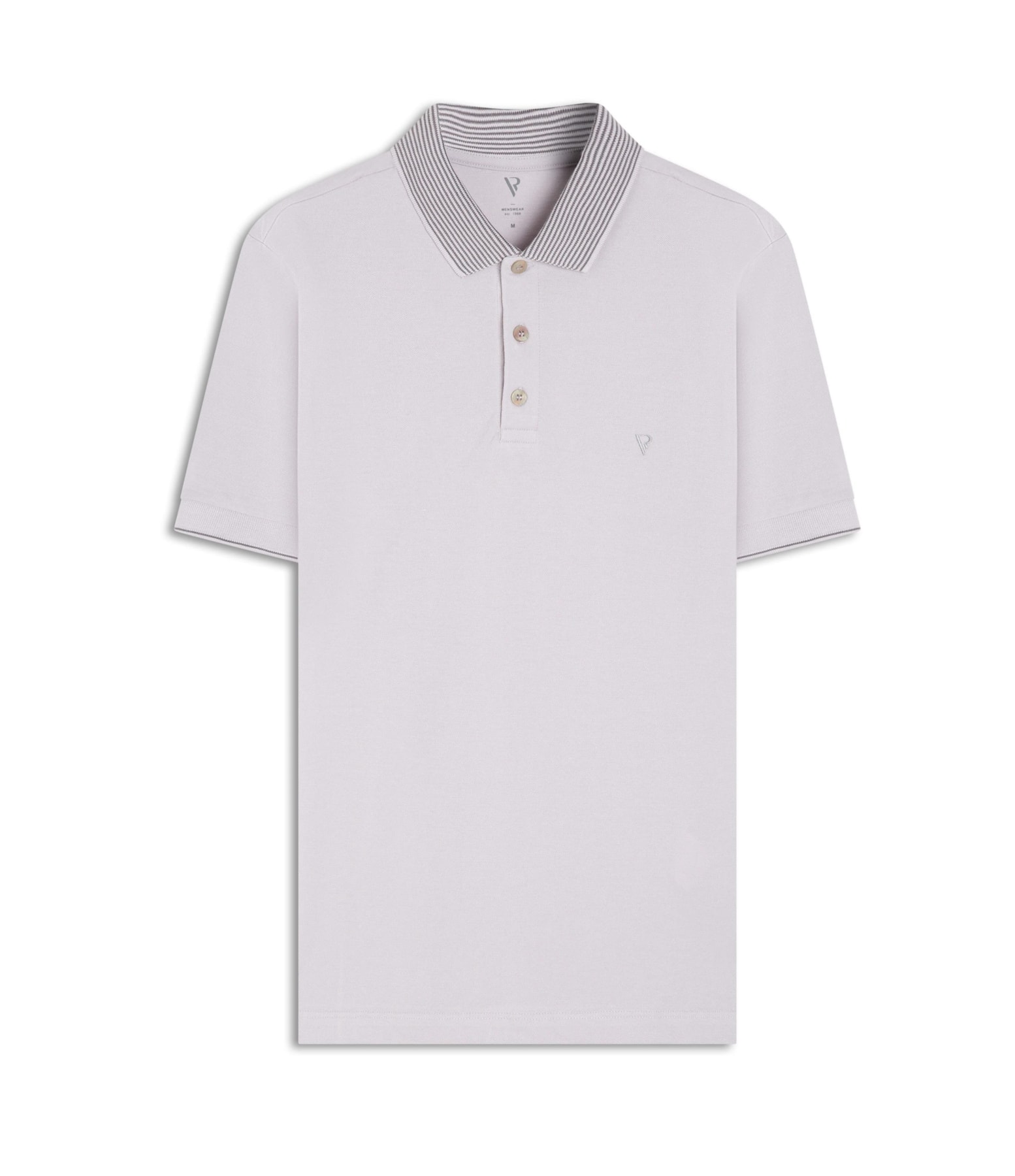 Polo Píquet Jacquard Stripe White Gray
