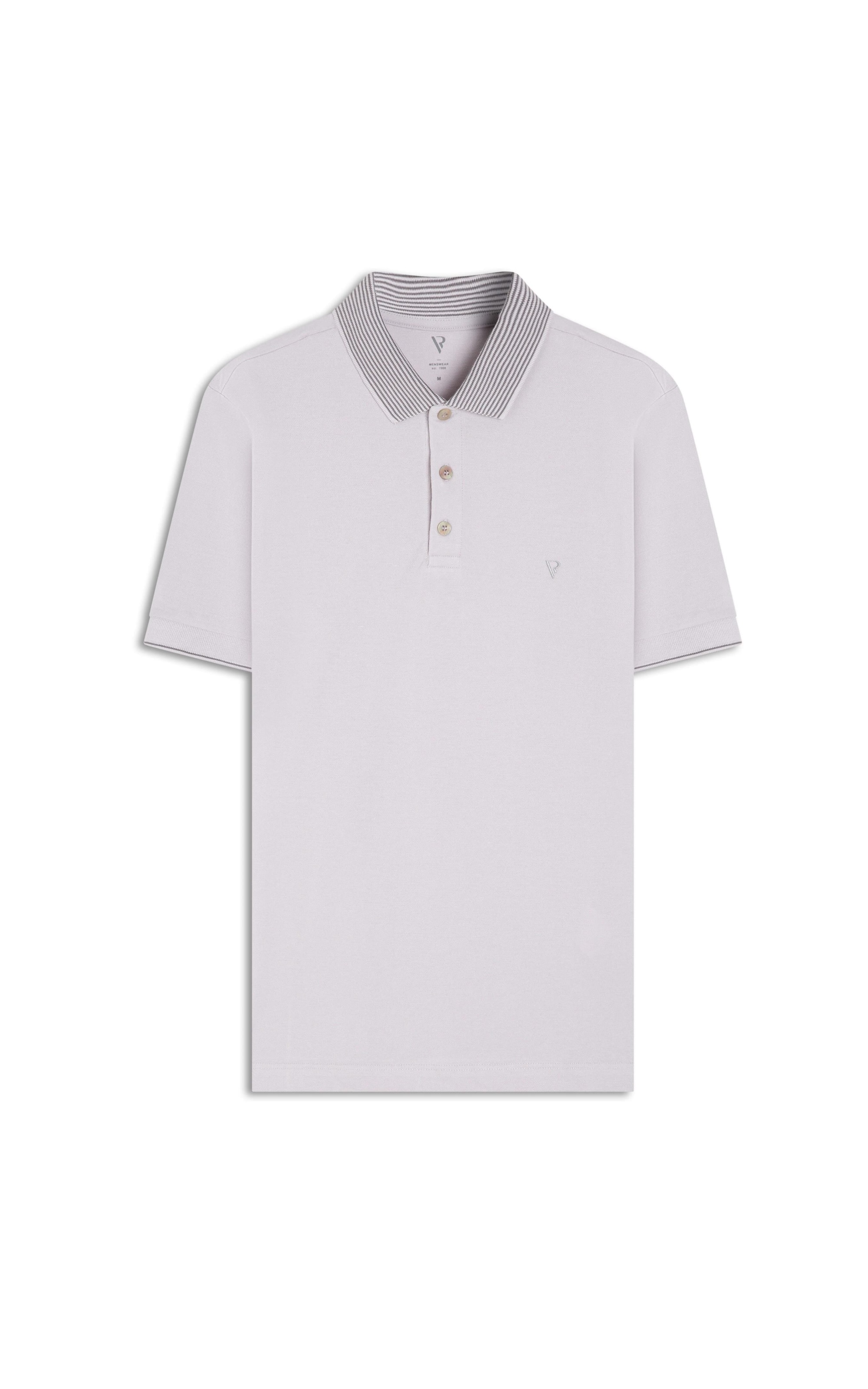 Polo Píquet Jacquard Stripe White Gray