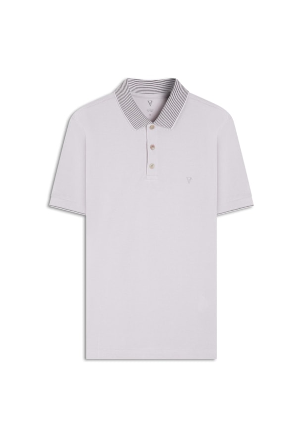 Polo Píquet Jacquard Stripe White Gray