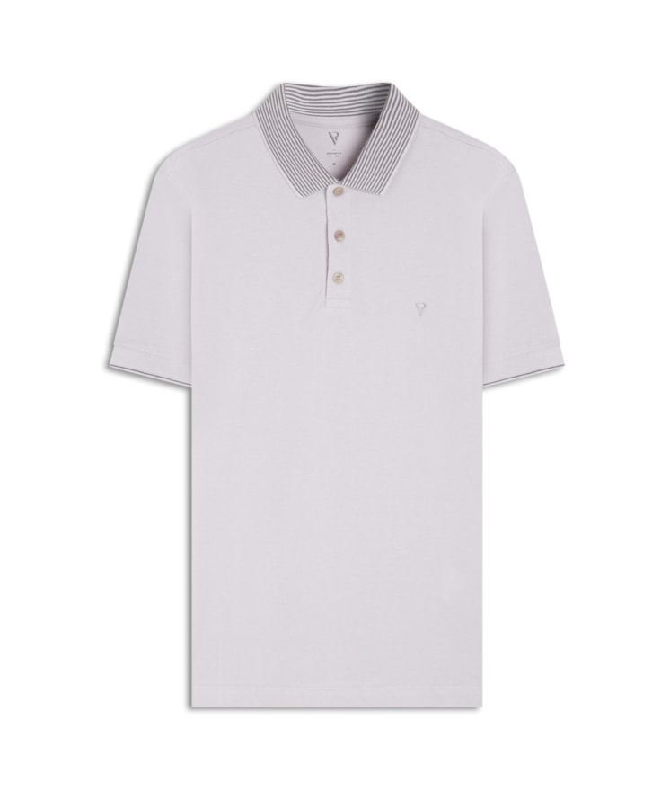 Polo Píquet Jacquard Stripe White Gray