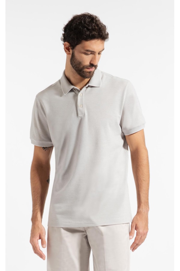 Polo Piquet Juno Cinza Claro