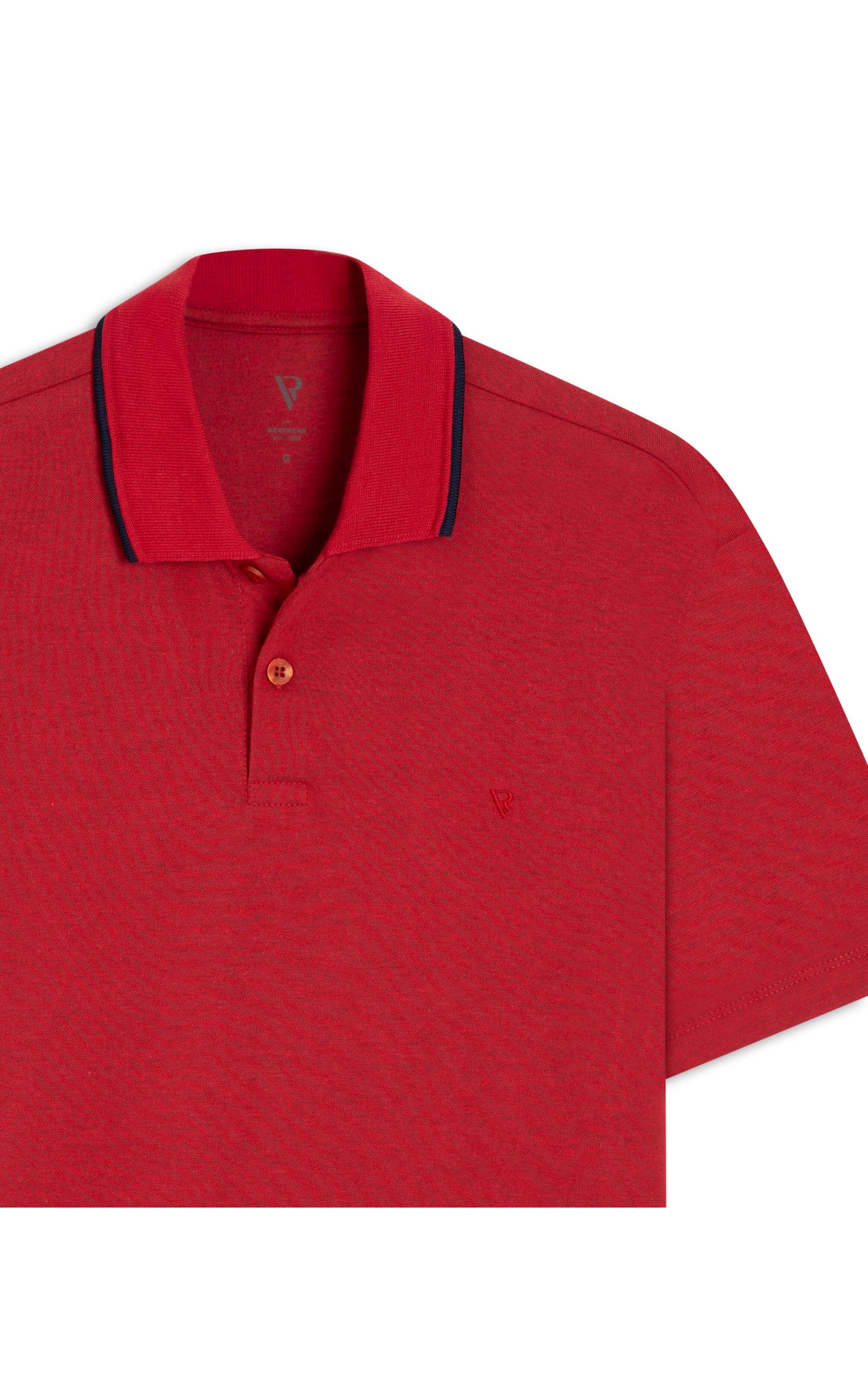 Polo Piquet Melange Friso Cereja Mescla