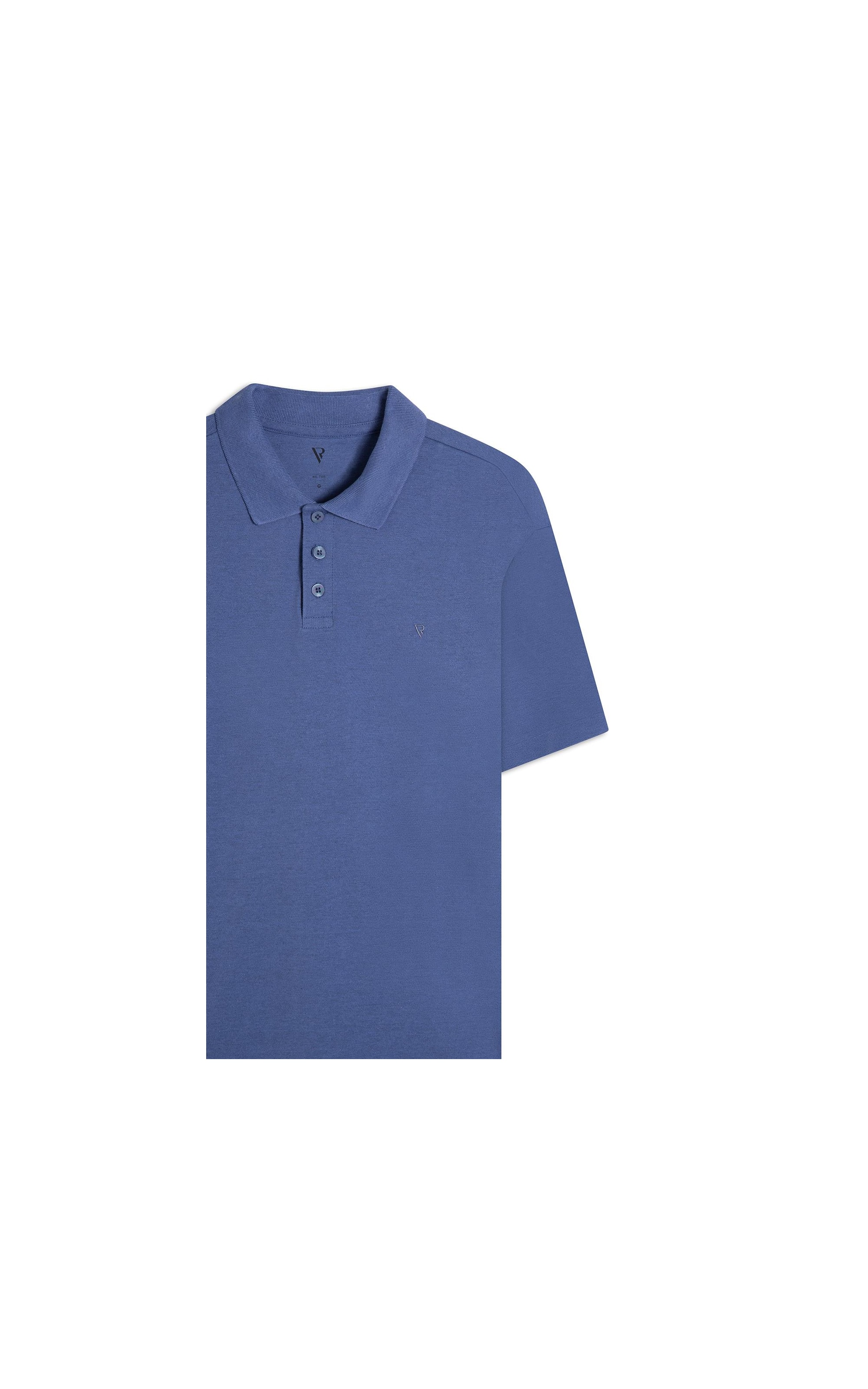 Polo Piquet Mescla Básica Azul Jeans