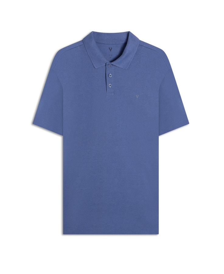 Polo Piquet Mescla Básica Azul Jeans