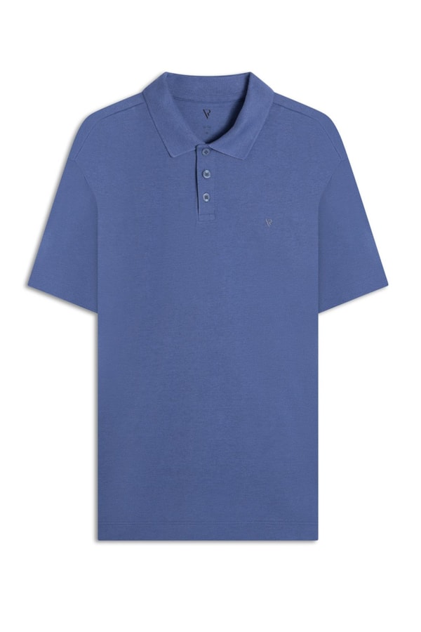 Polo Piquet Mescla Básica Azul Jeans