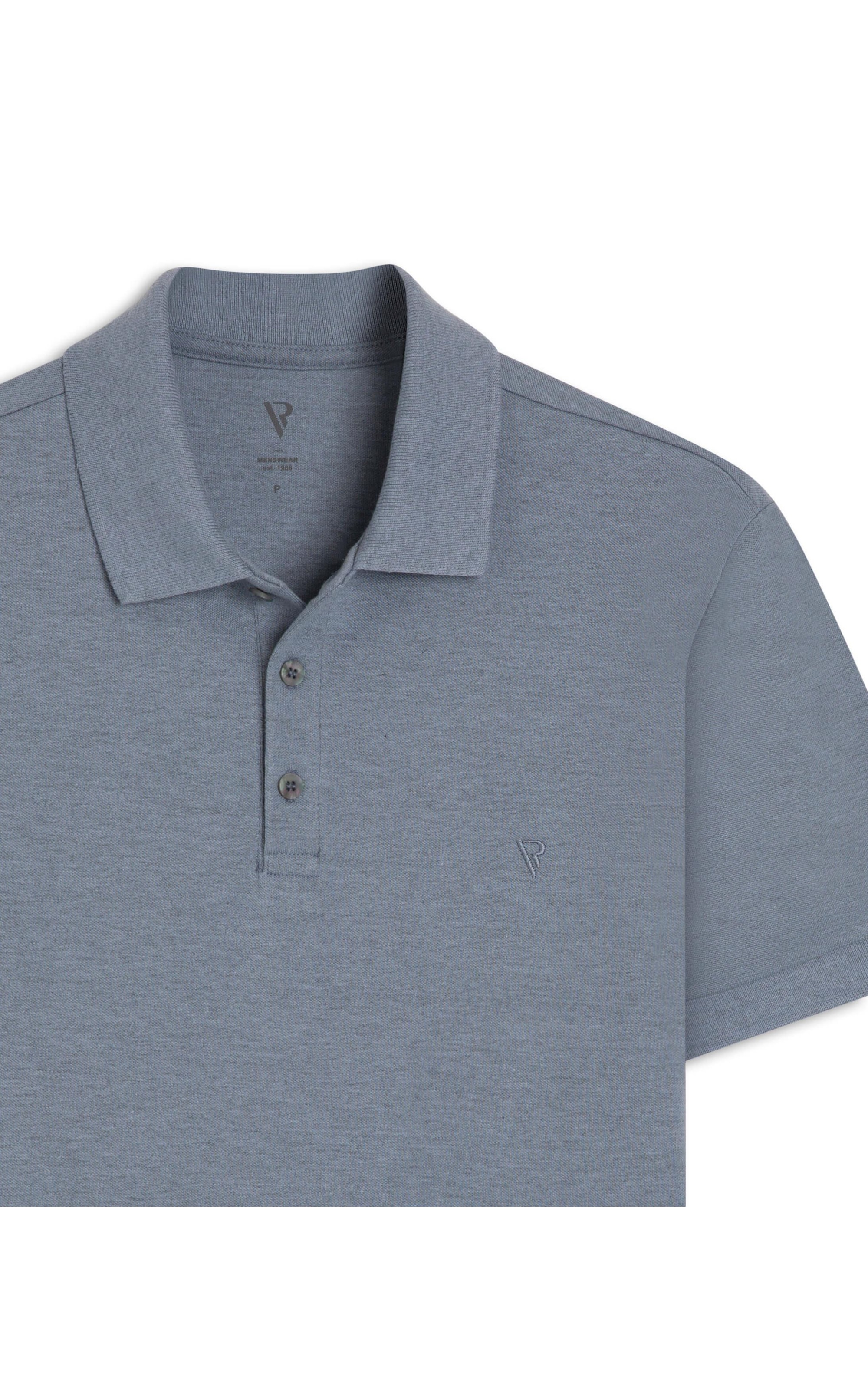 Polo Piquet Mescla Básica Azul Mescla
