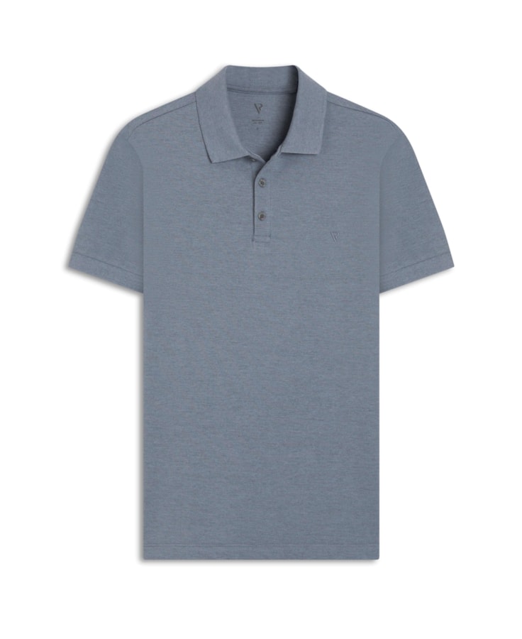 Polo Piquet Mescla Básica Azul Mescla
