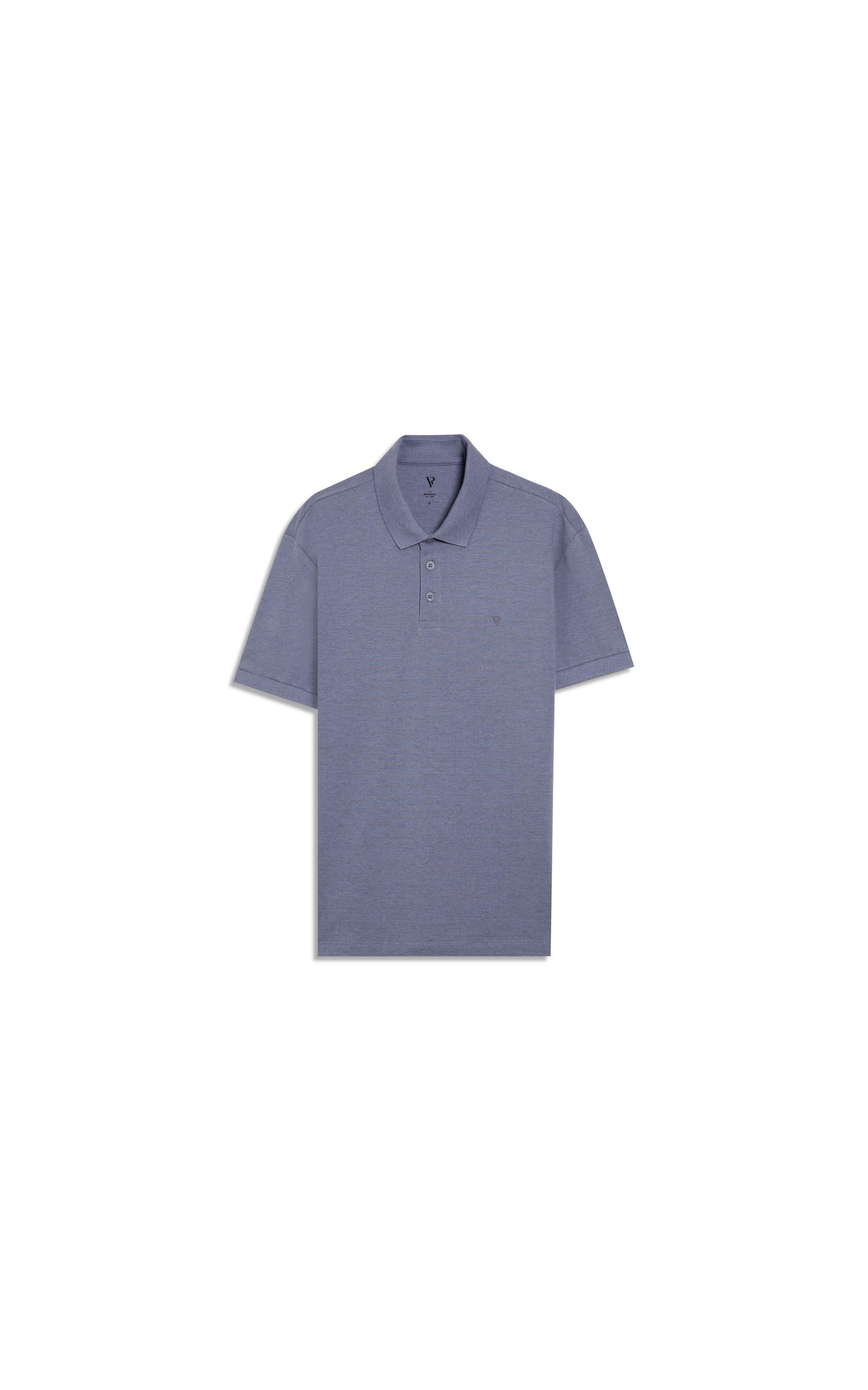 Polo Piquet Mescla Básica Azul Pervante