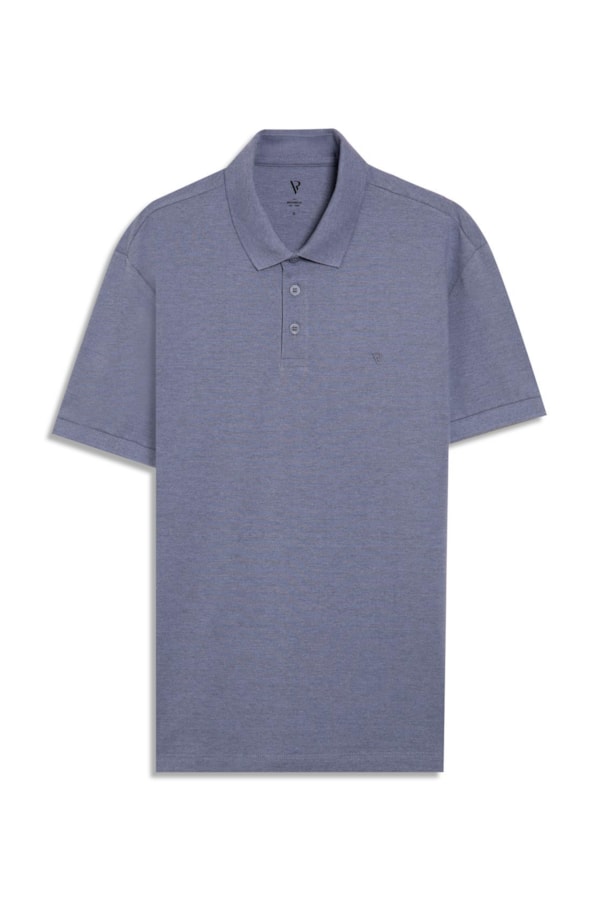 Polo Piquet Mescla Básica Azul Pervante