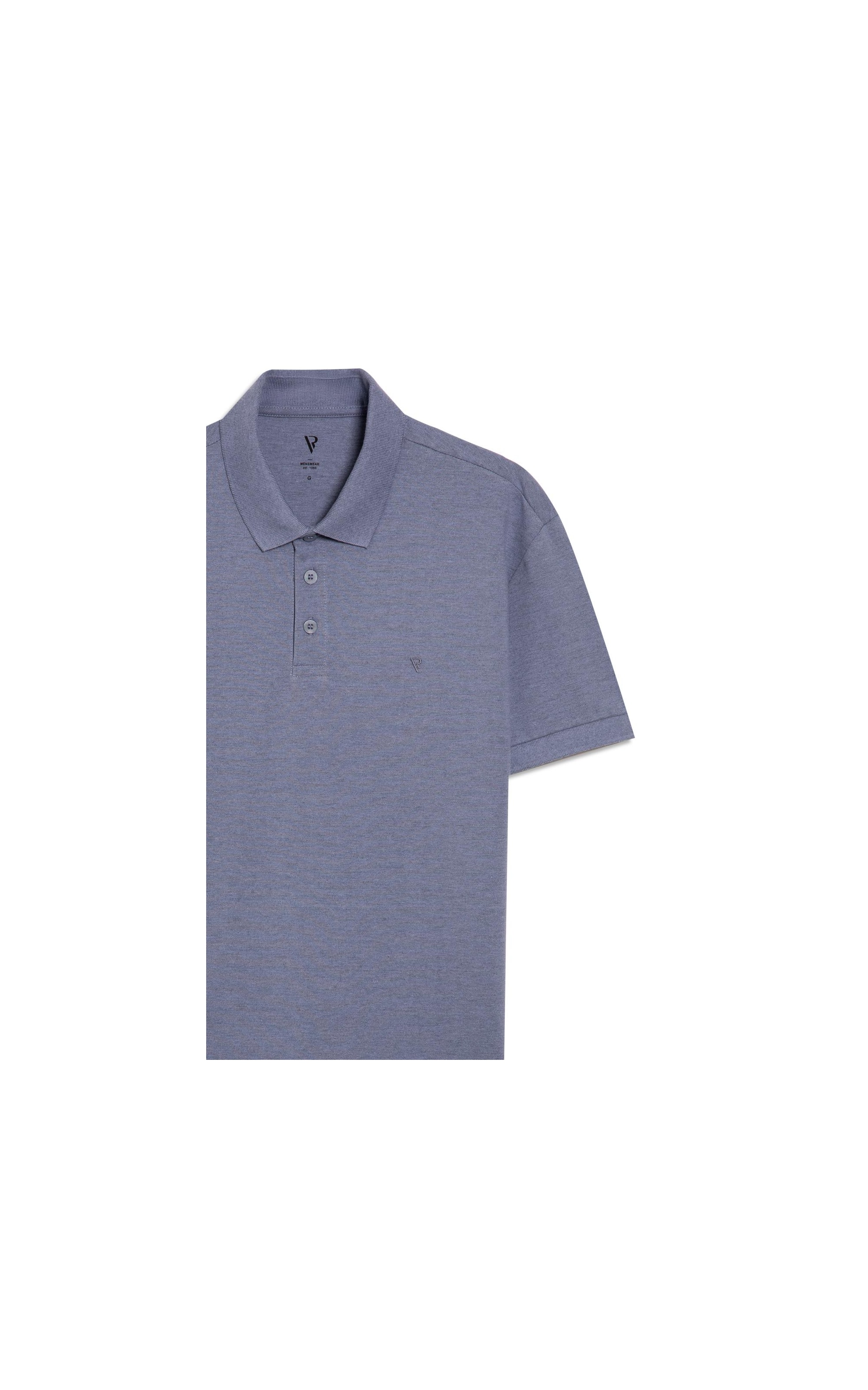 Polo Piquet Mescla Básica Azul Pervante